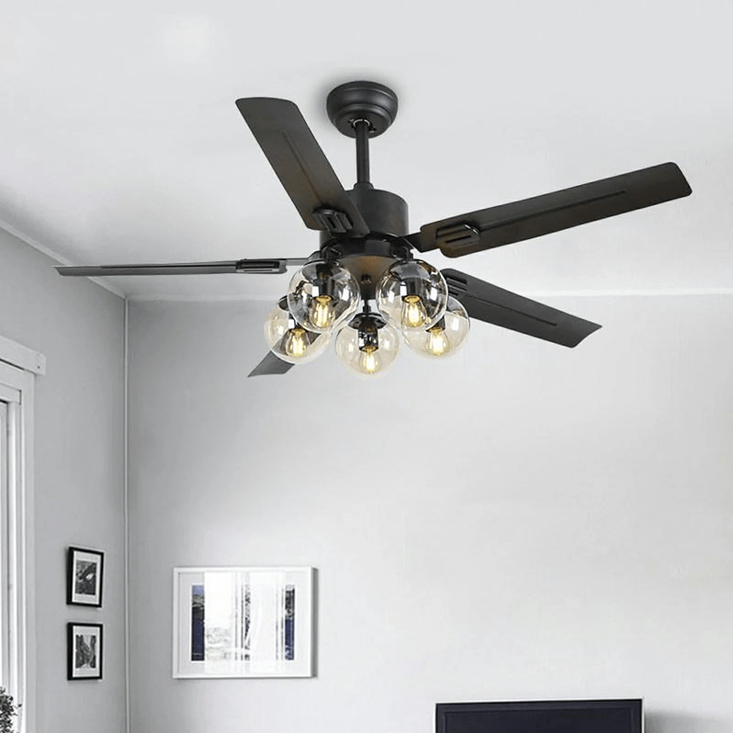 Black Vintage Ceiling Fan Light - Image 8