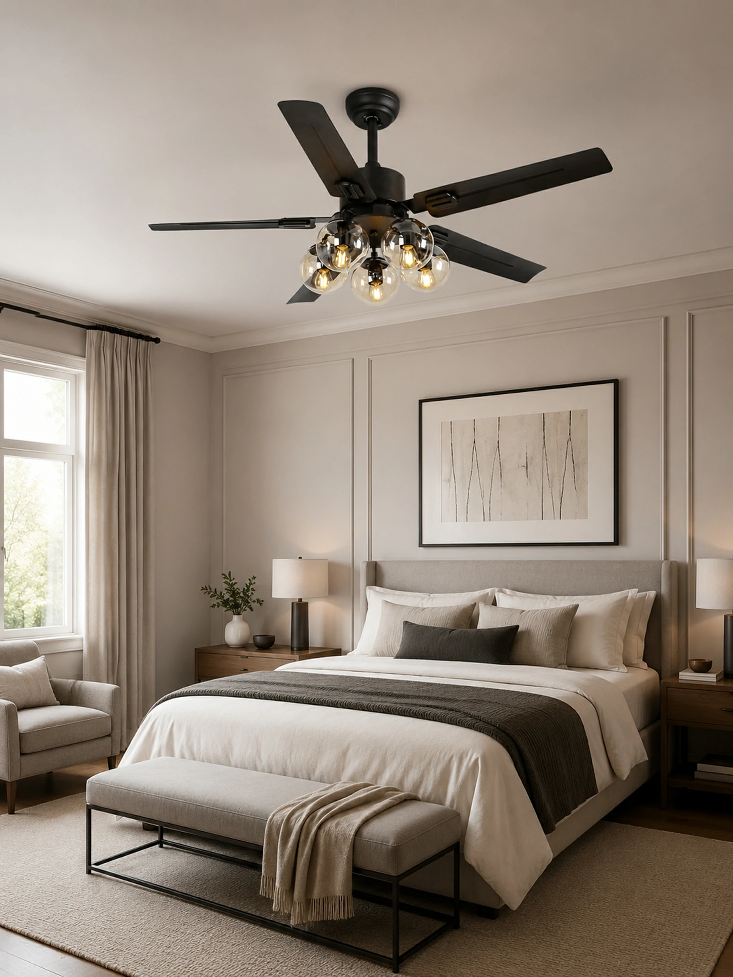Black Vintage Ceiling Fan Light - Image 7
