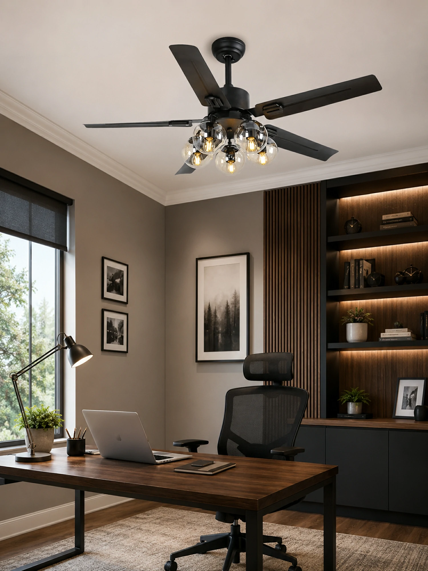 Black Vintage Ceiling Fan Light - Image 3