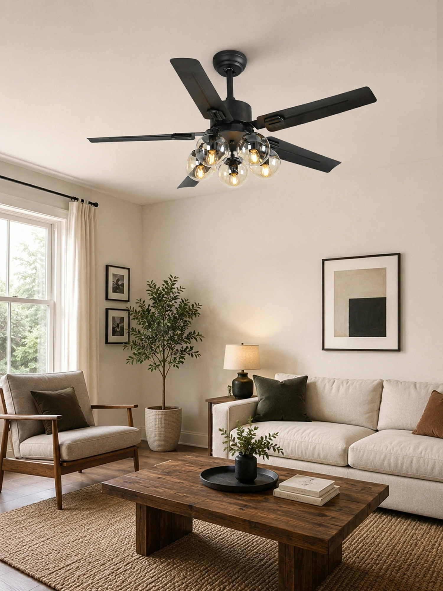 Black Vintage Ceiling Fan Light - Image 5