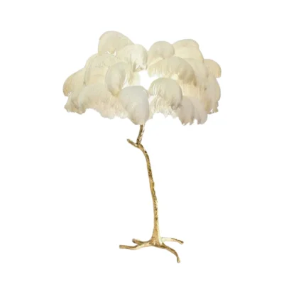 Ostrich Feather Brass Floor Lamp