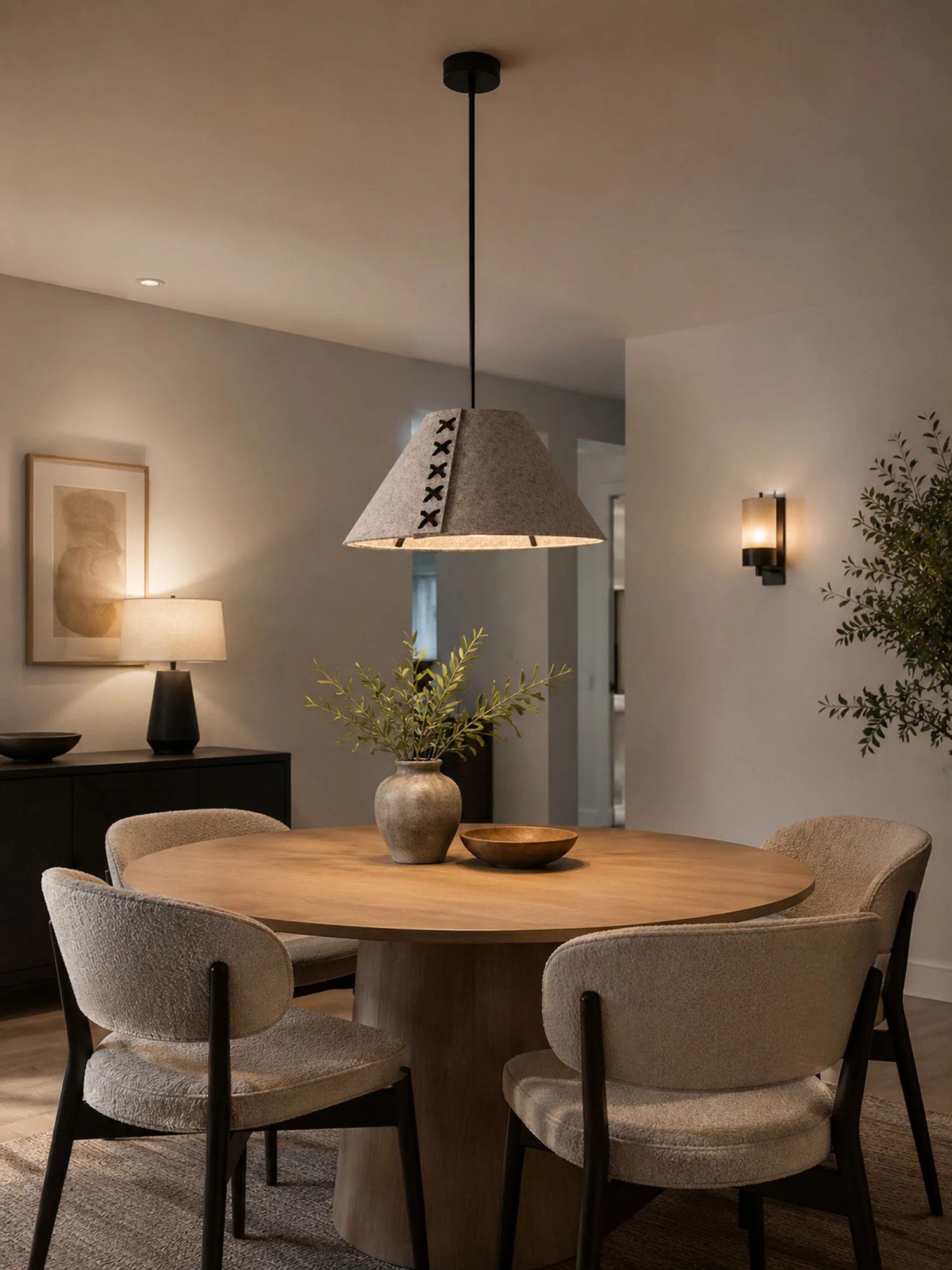 Acoustic felt lighting setup cozy environment