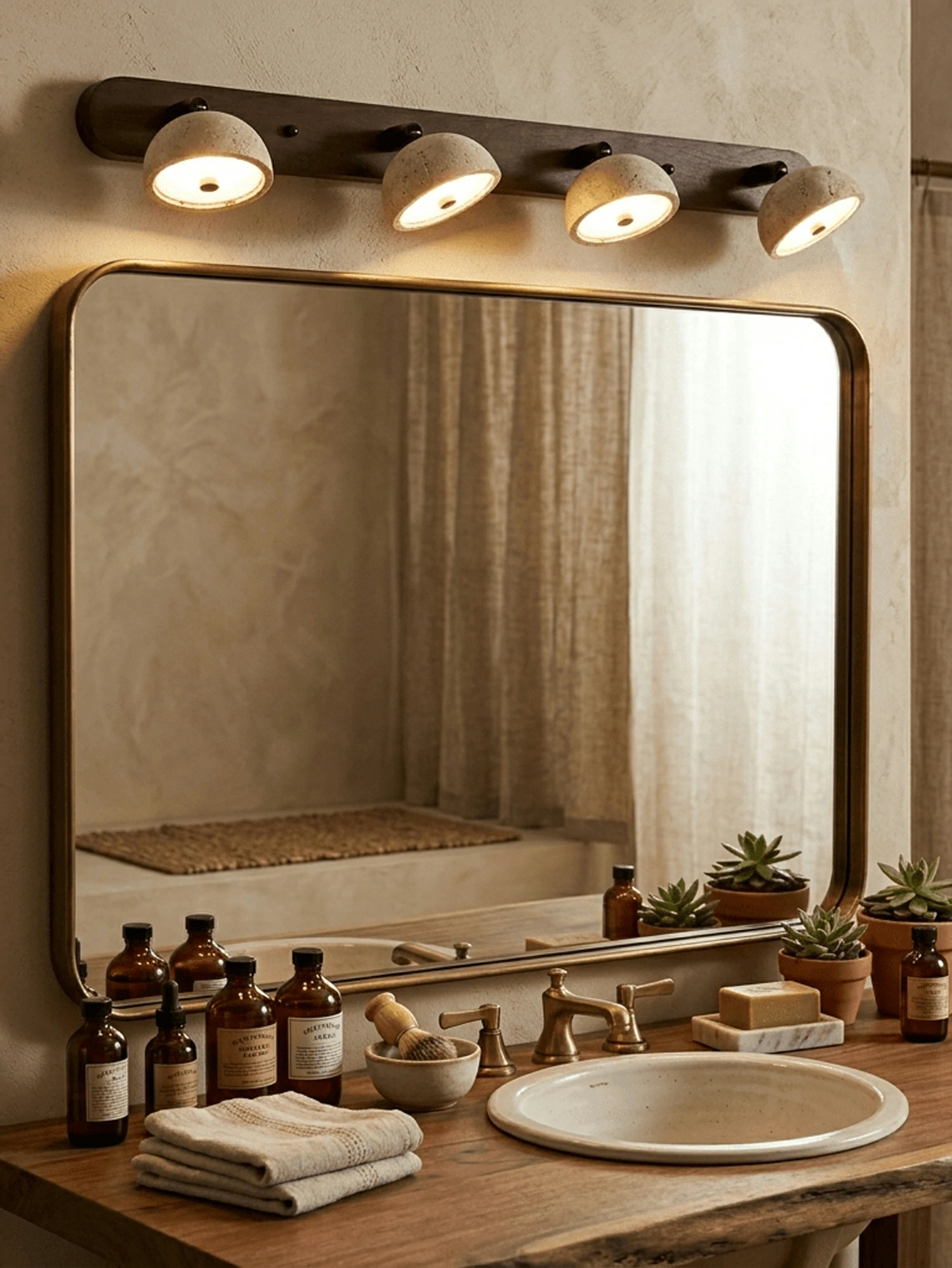 Adjustable Travertine Dome Vanity Light - Image 3