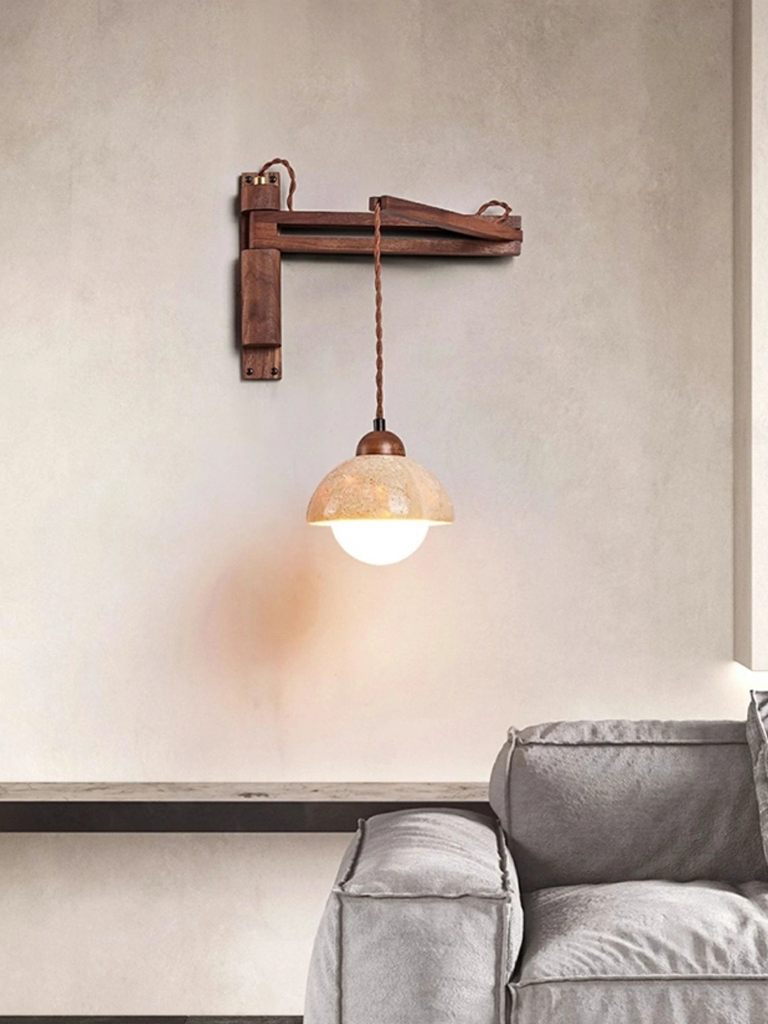 Adjustable Travertine Dome Wall Sconce - Image 2