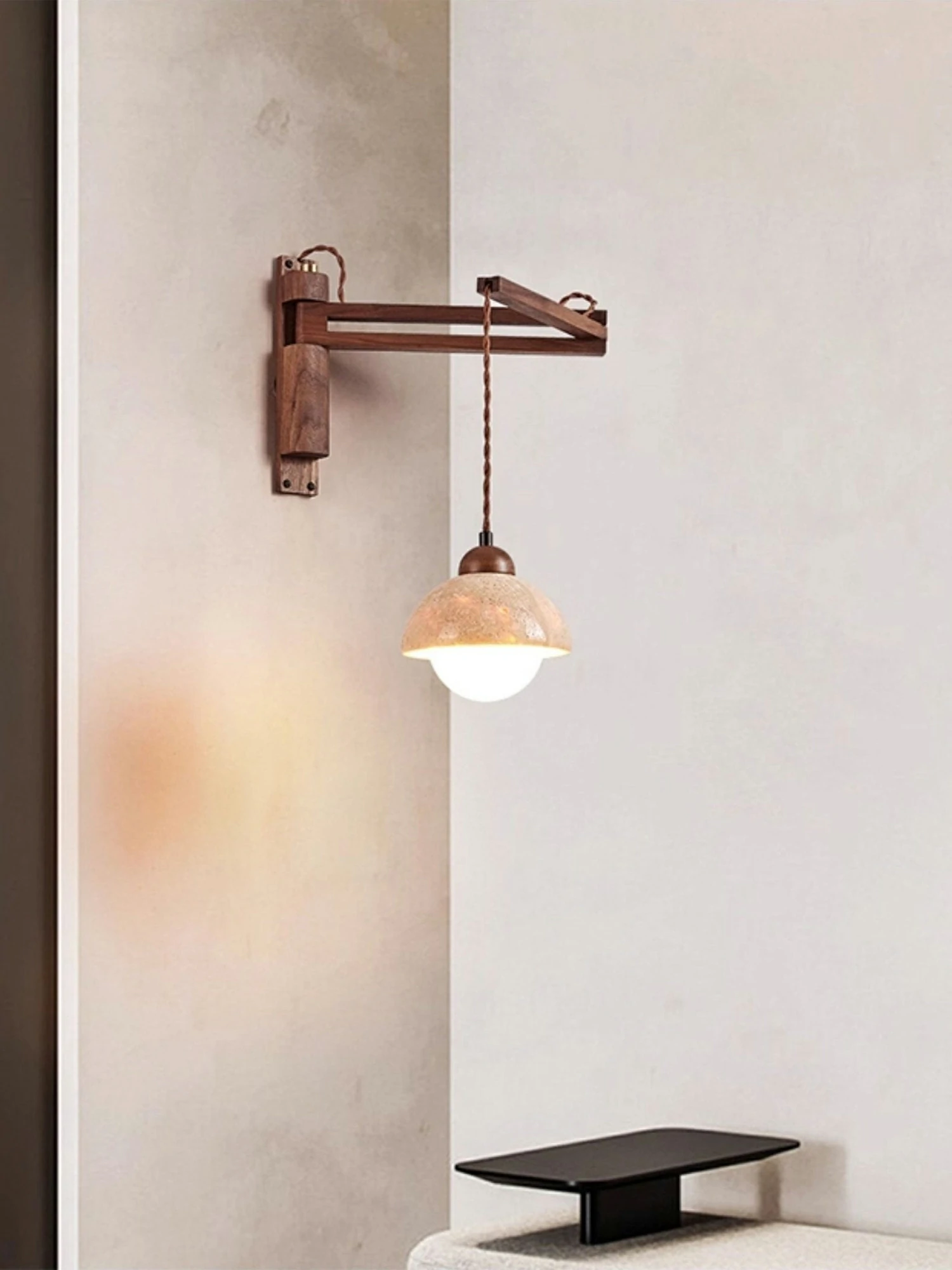 Adjustable Travertine Dome Wall Sconce - Image 4