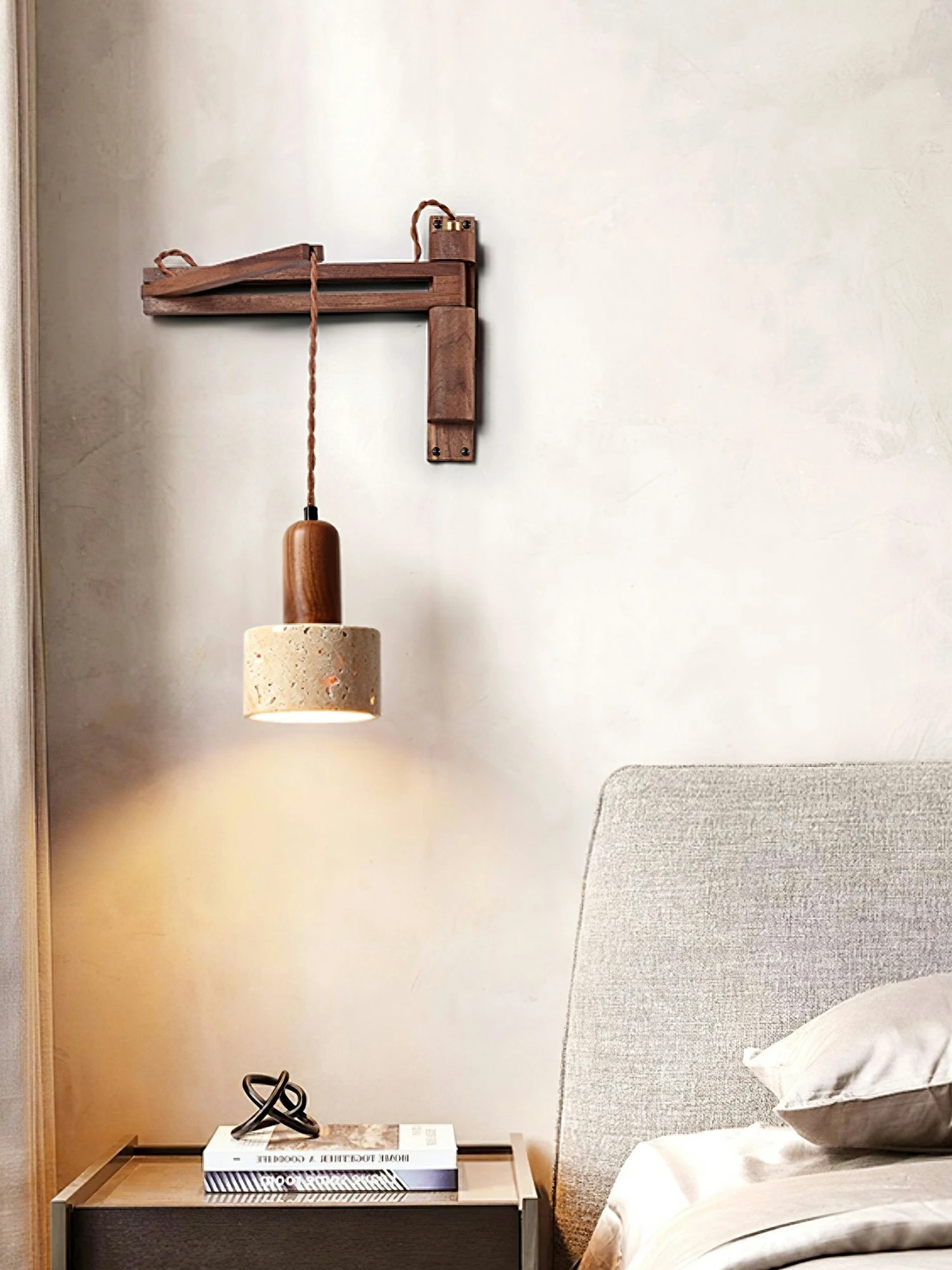 Adjustable Travertine Dome Wall Sconce - Image 6