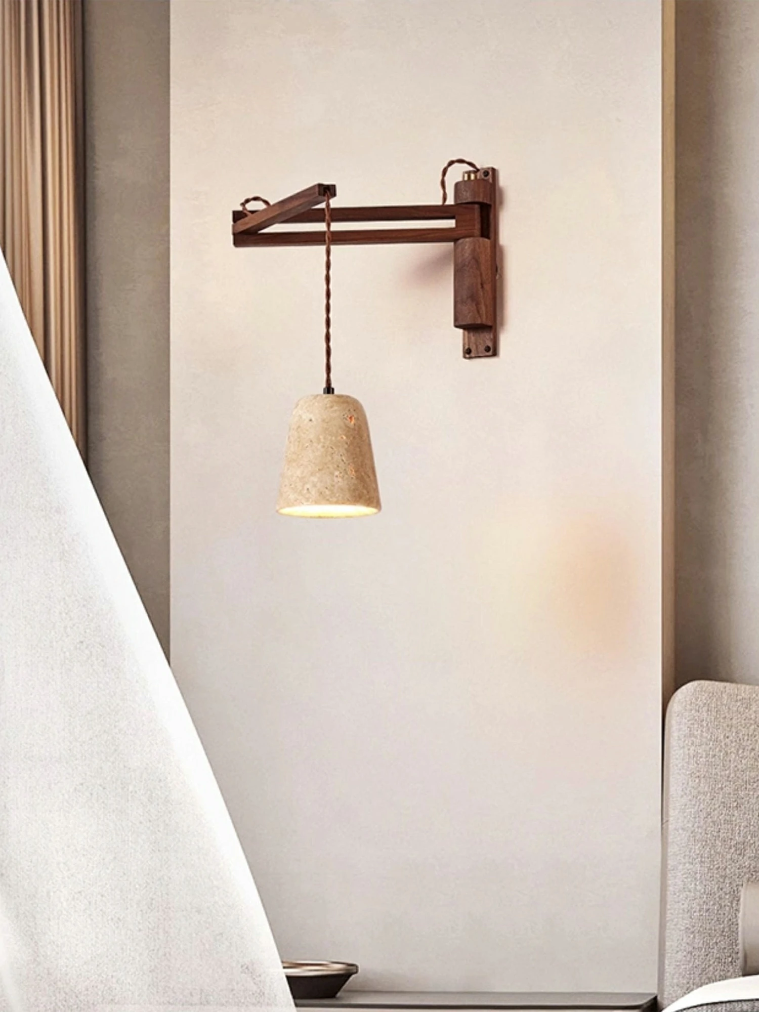 Adjustable Travertine Dome Wall Sconce - Image 7