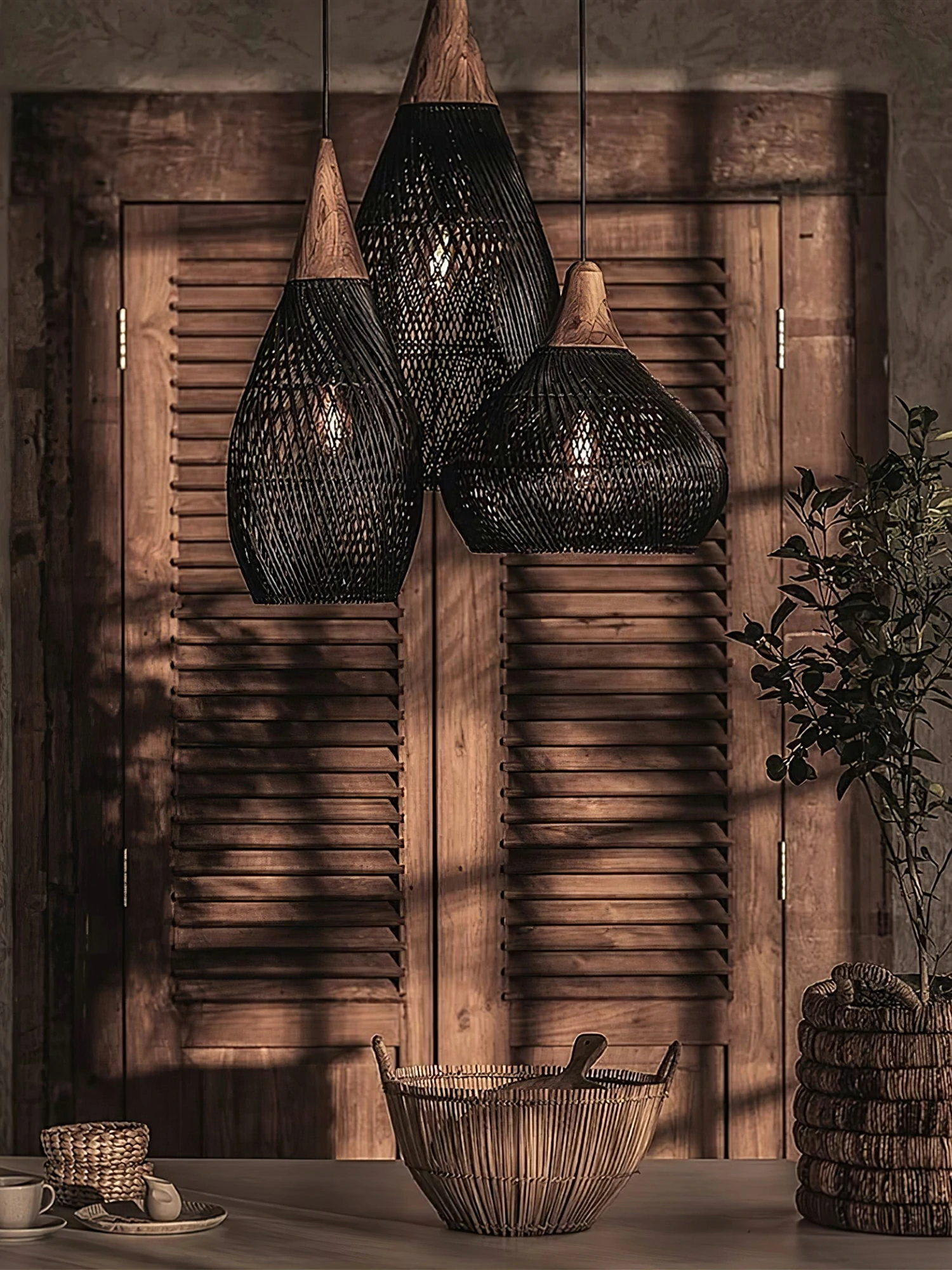 Braided Rattan Pendant Lamp - Image 4