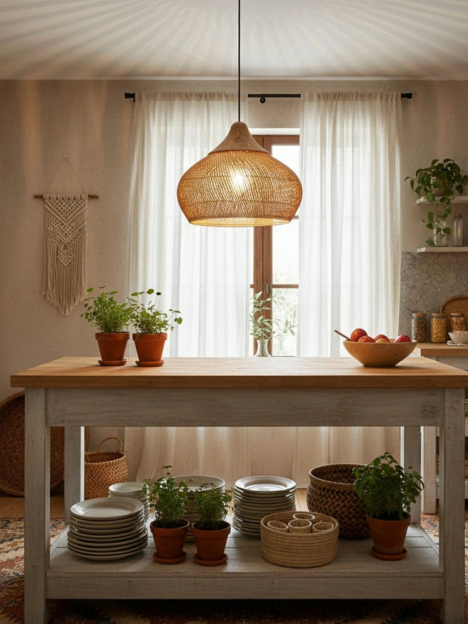 Braided Rattan Pendant Lamp - Image 9
