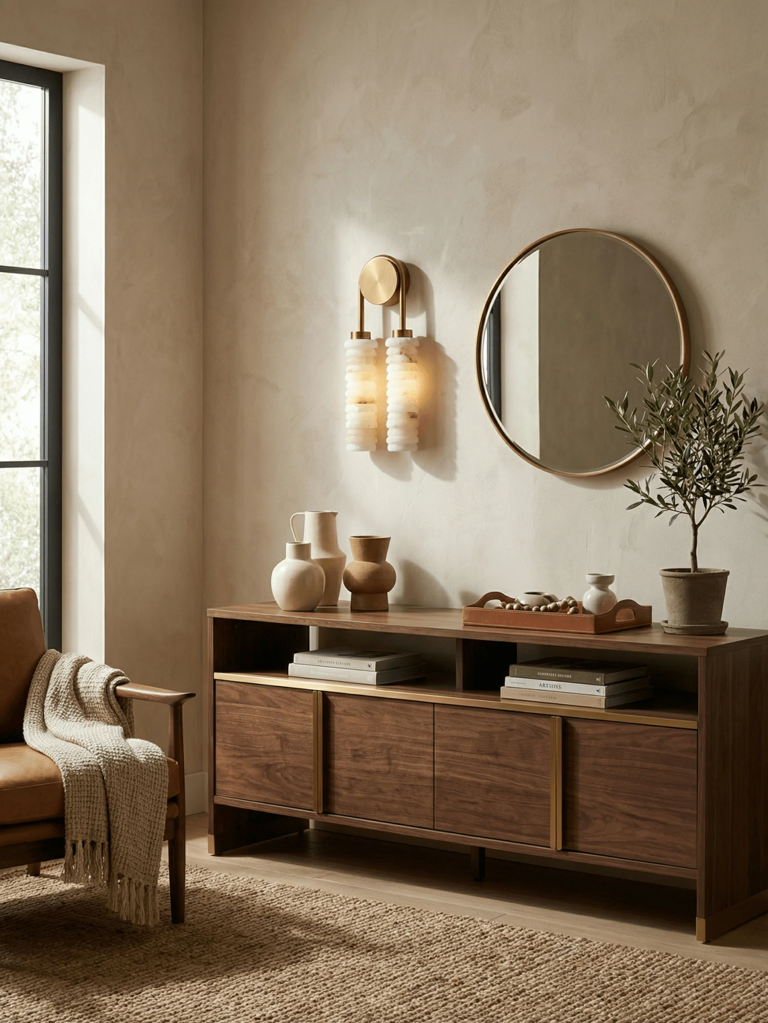 Calla Ribbed Alabaster Sconce - Image 2
