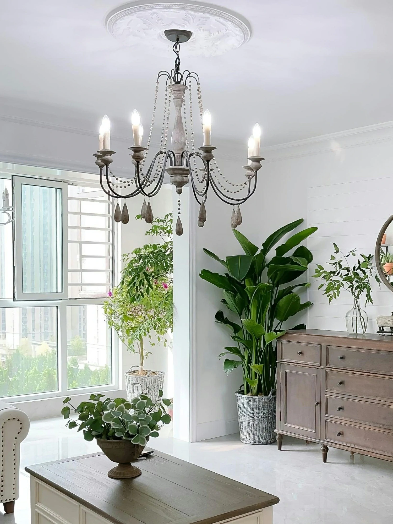 Candle Style Beaded Chandelier - Image 2
