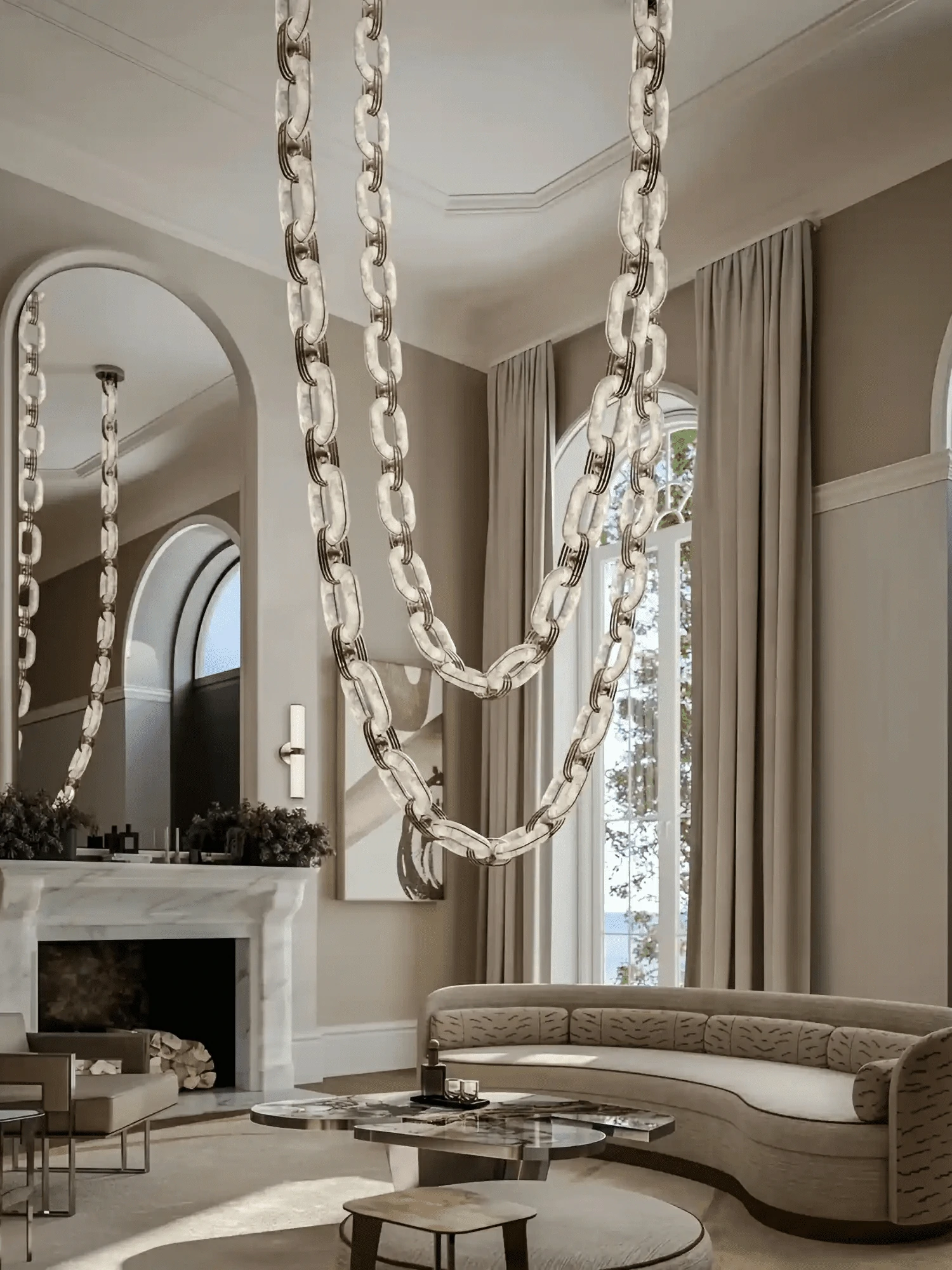 Chain Alabaster Link Chandelier - Image 3