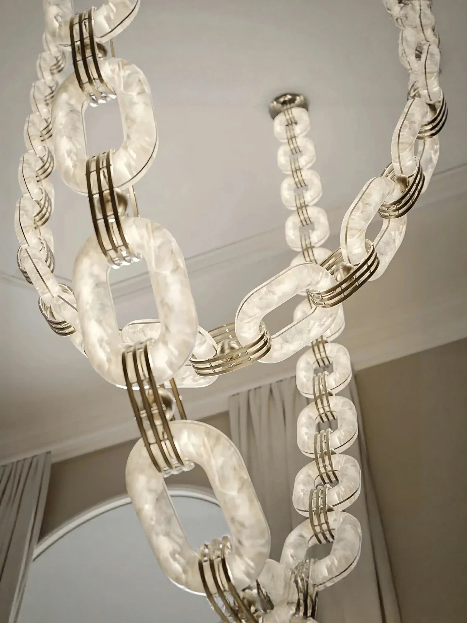 Chain Alabaster Link Chandelier - Image 4