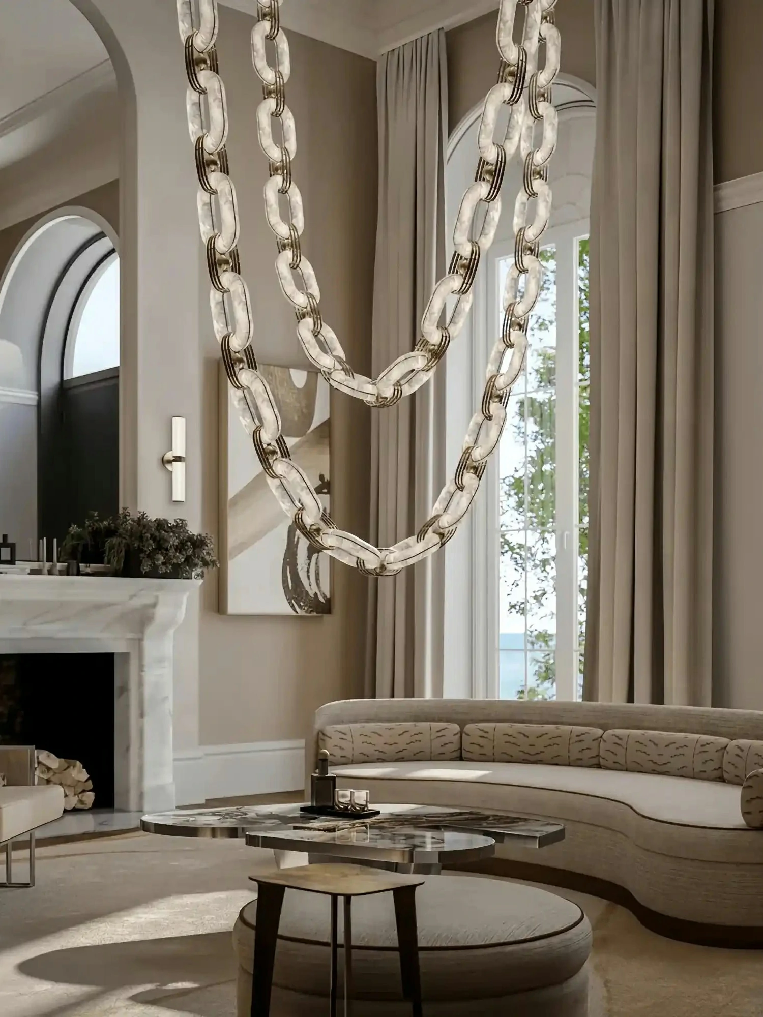 Chain Alabaster Link Chandelier - Image 2