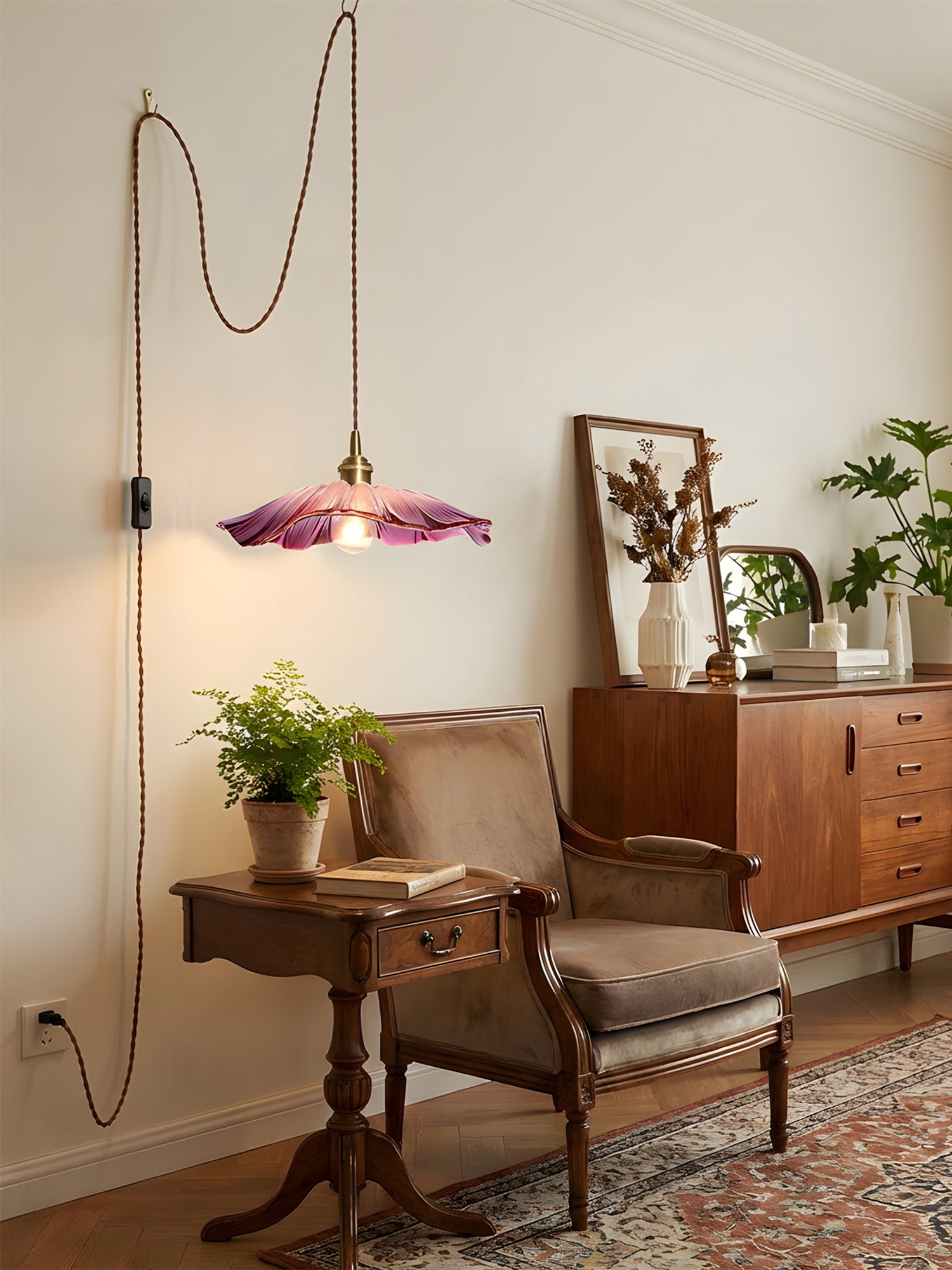 Flower Glass Plug In Pendant Lamp - Image 9