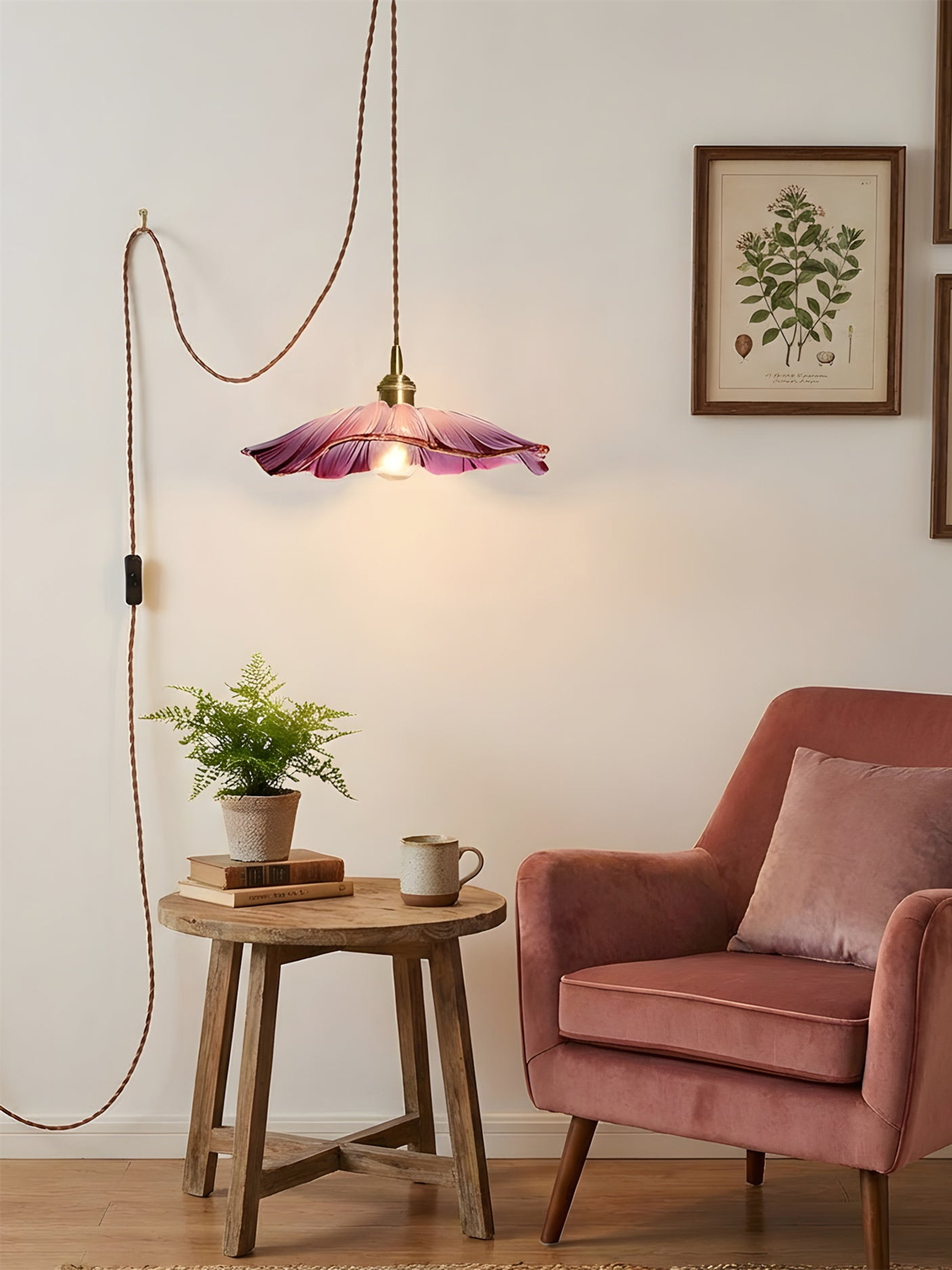 Flower Glass Plug In Pendant Lamp - Image 2