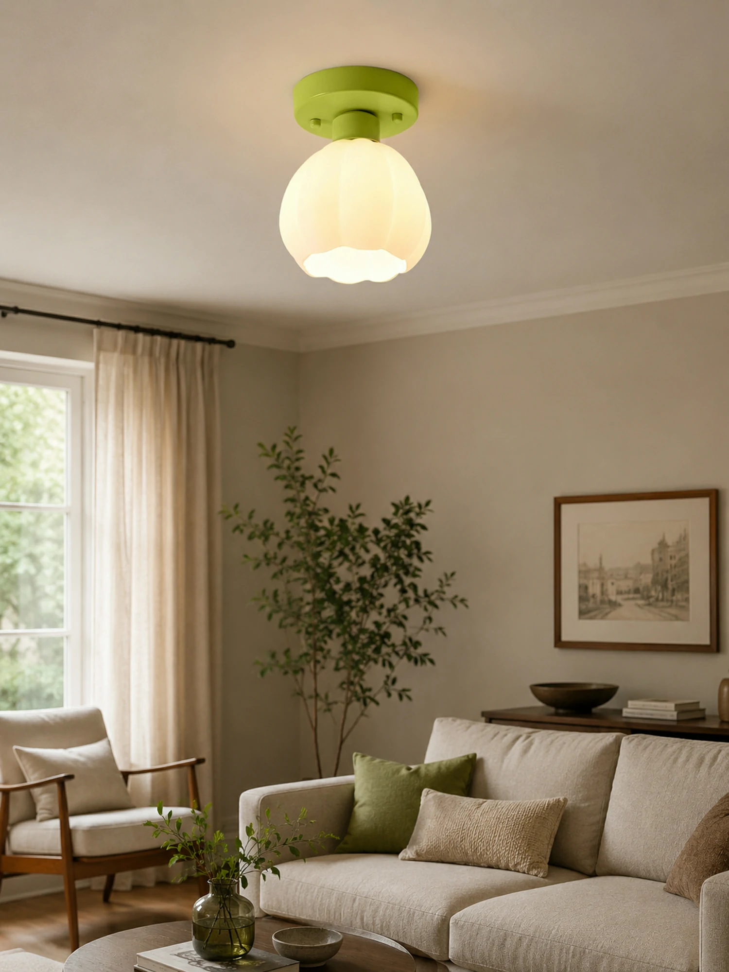 Flower Shaded Semi Flushmount Light - Image 3