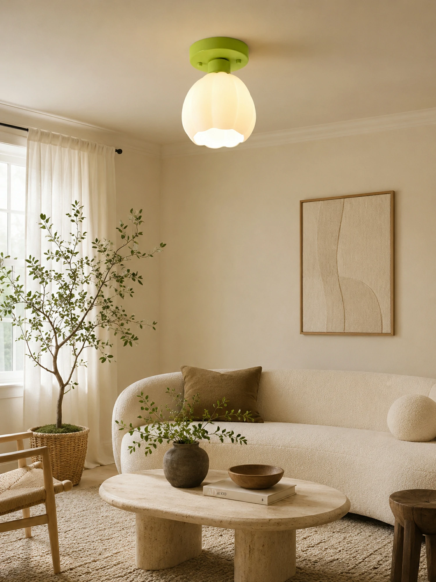 Flower Shaded Semi Flushmount Light - Image 5