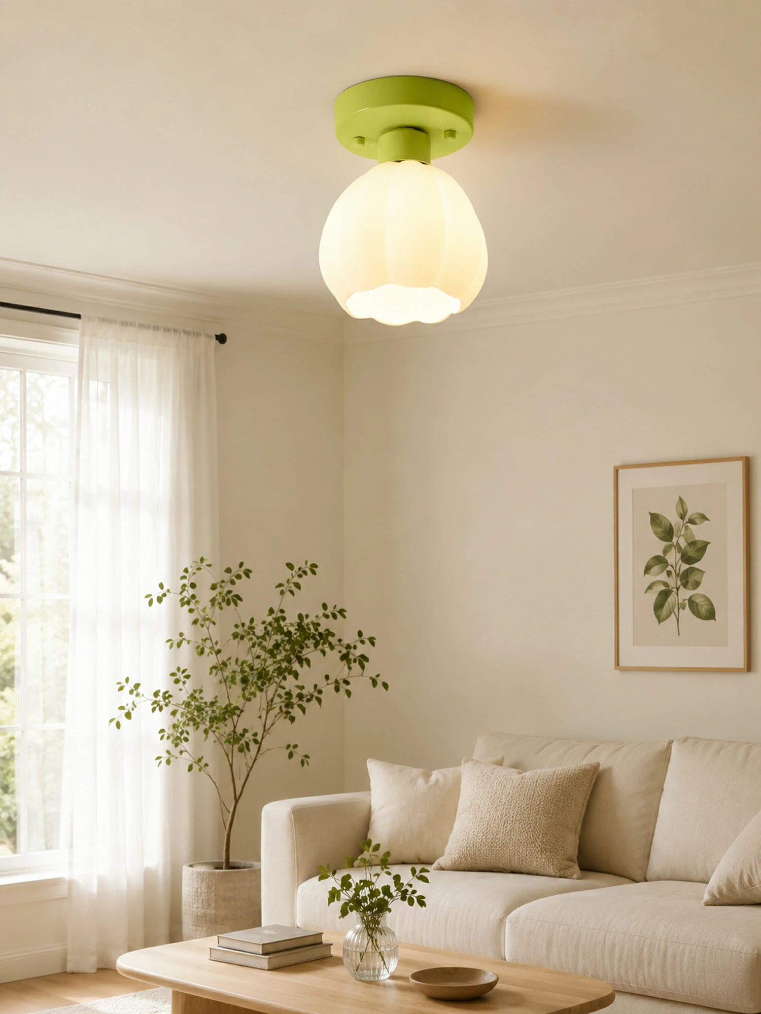 Flower Shaded Semi Flushmount Light - Image 4