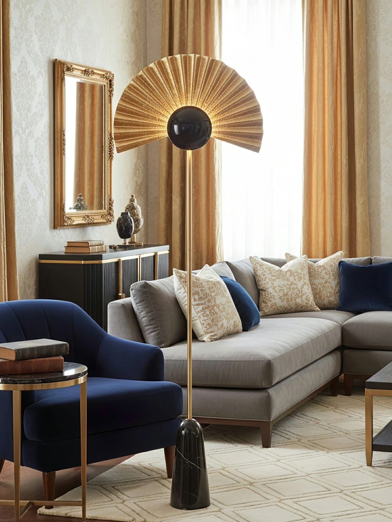 Gilded Fan Floor Lamp - Image 3