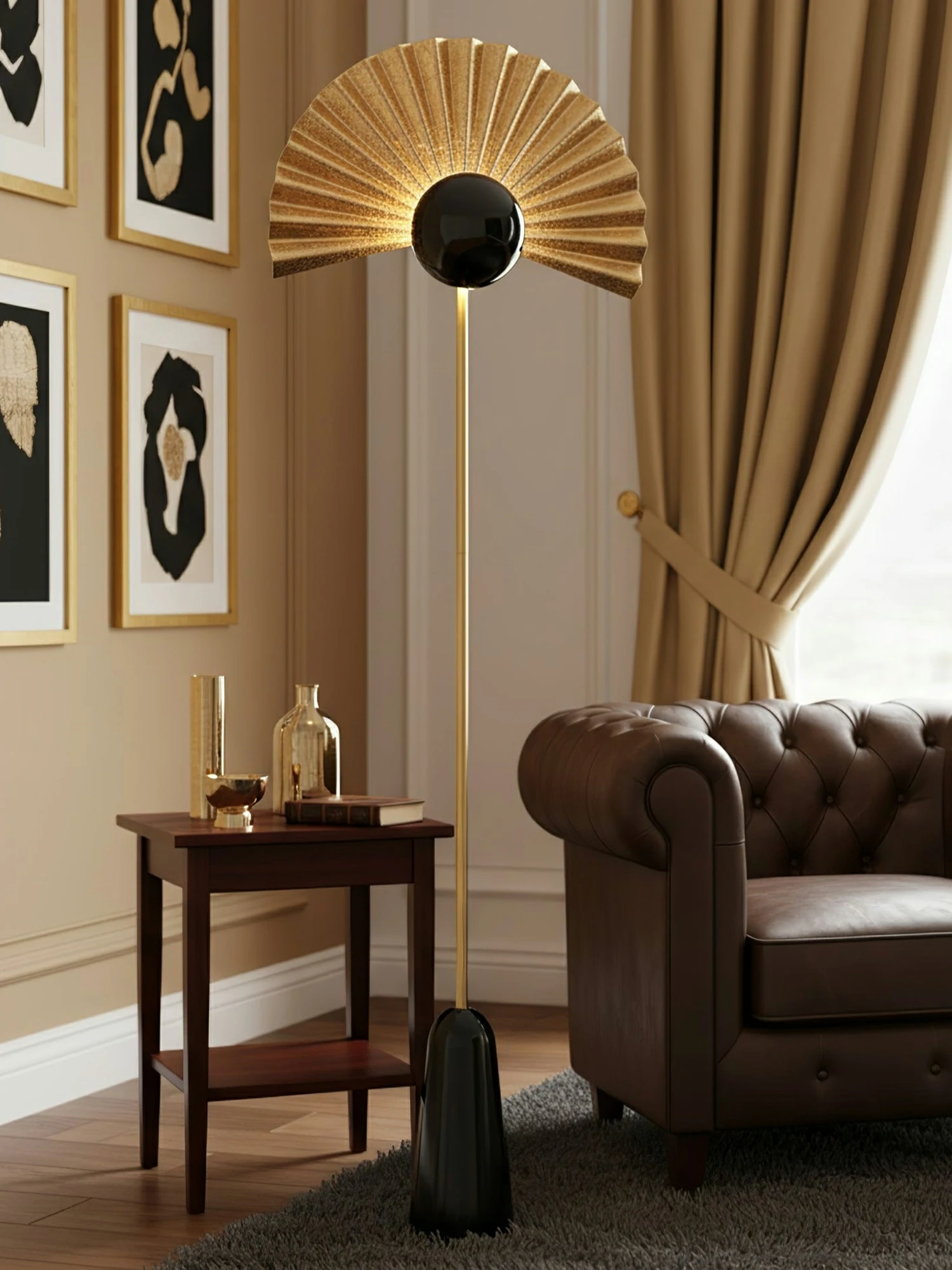 Gilded Fan Floor Lamp - Image 2
