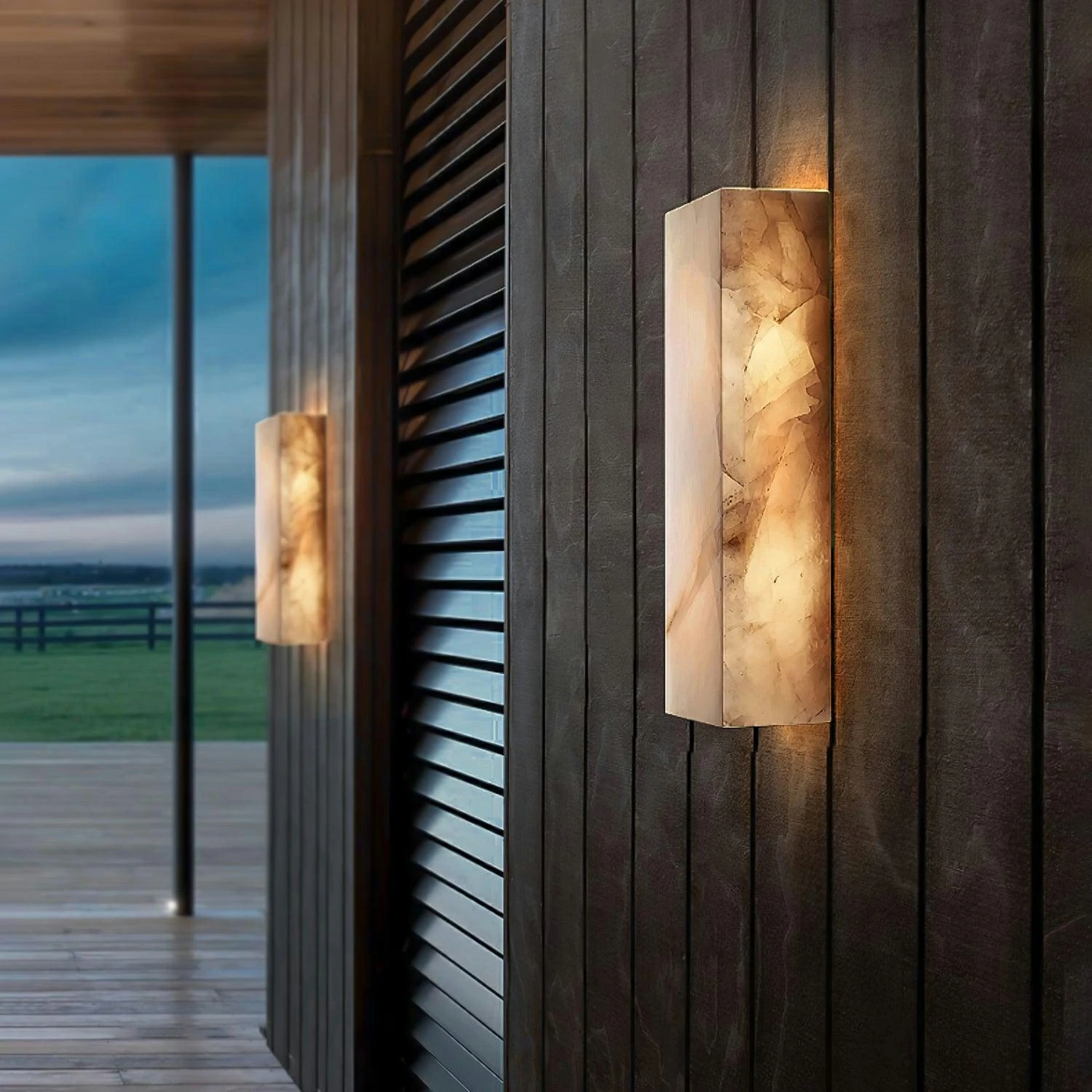 Rectangular Alabaster Wall Sconce - Image 2