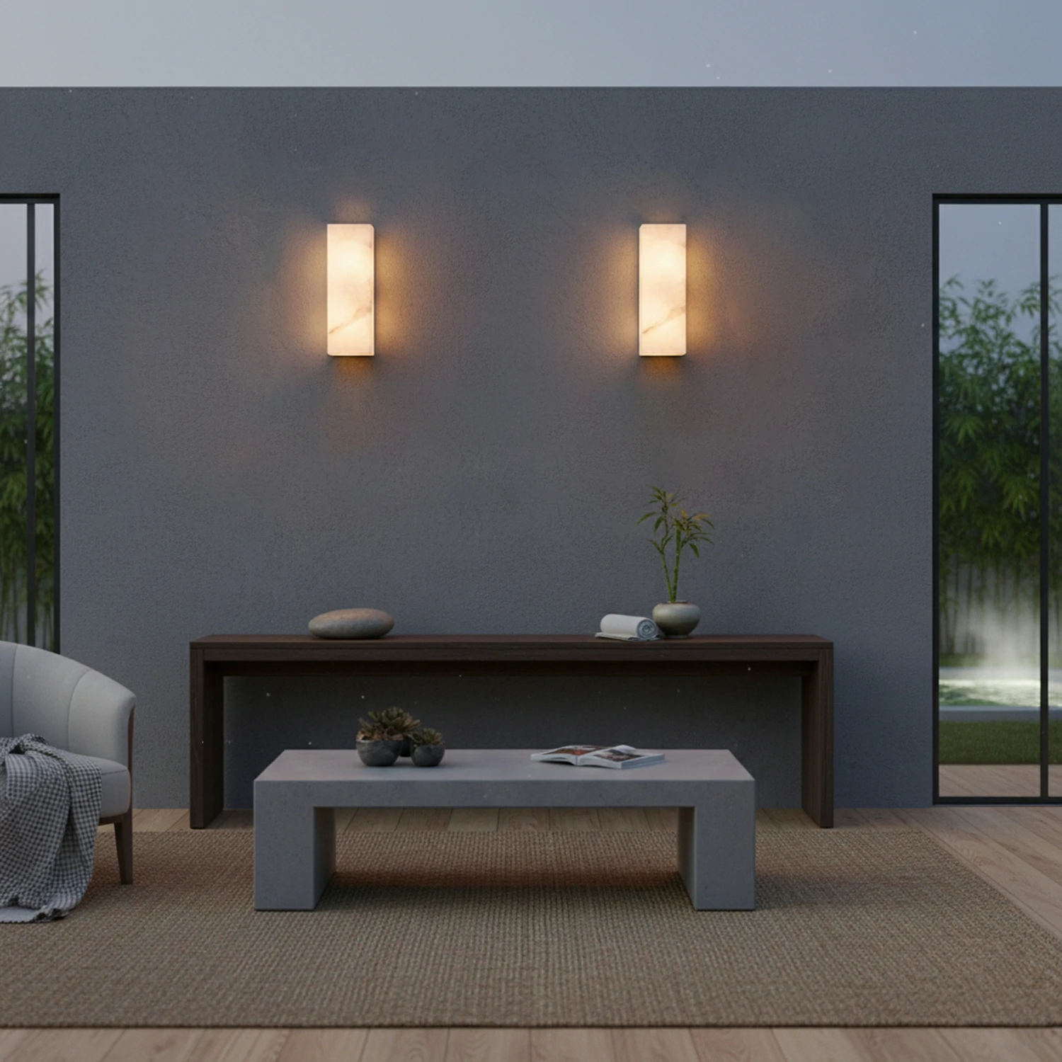 Rectangular Alabaster Wall Sconce - Image 3