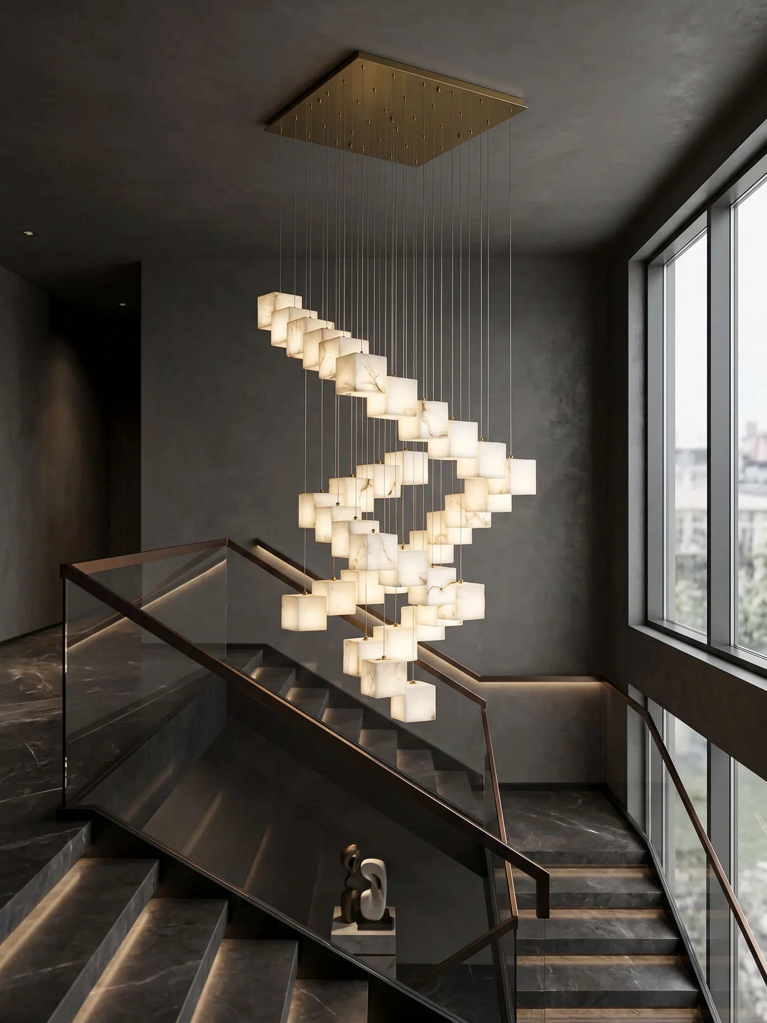 Alabaster Box Pendant Light