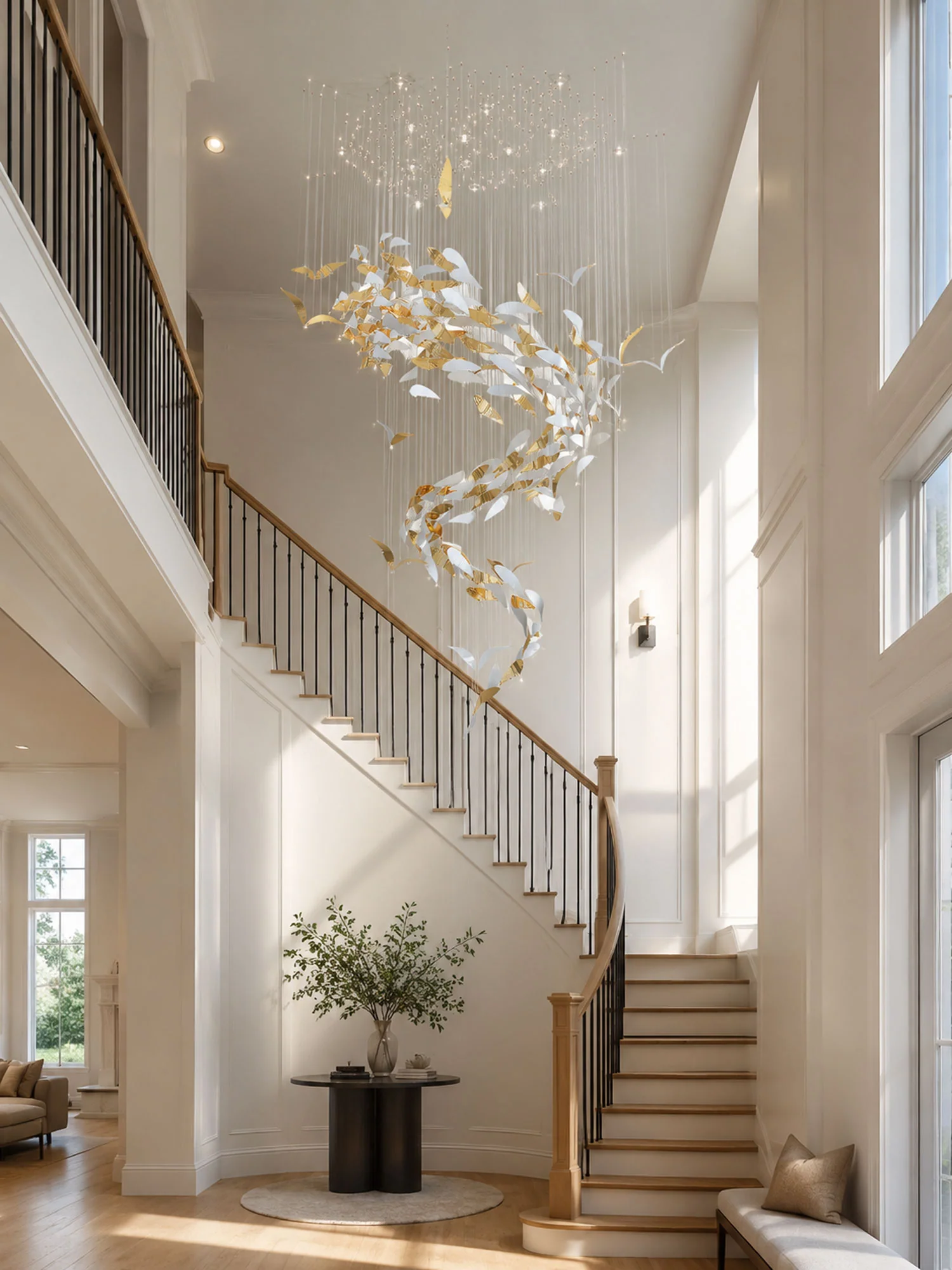 Bennett Chandelier in a double-height staircase