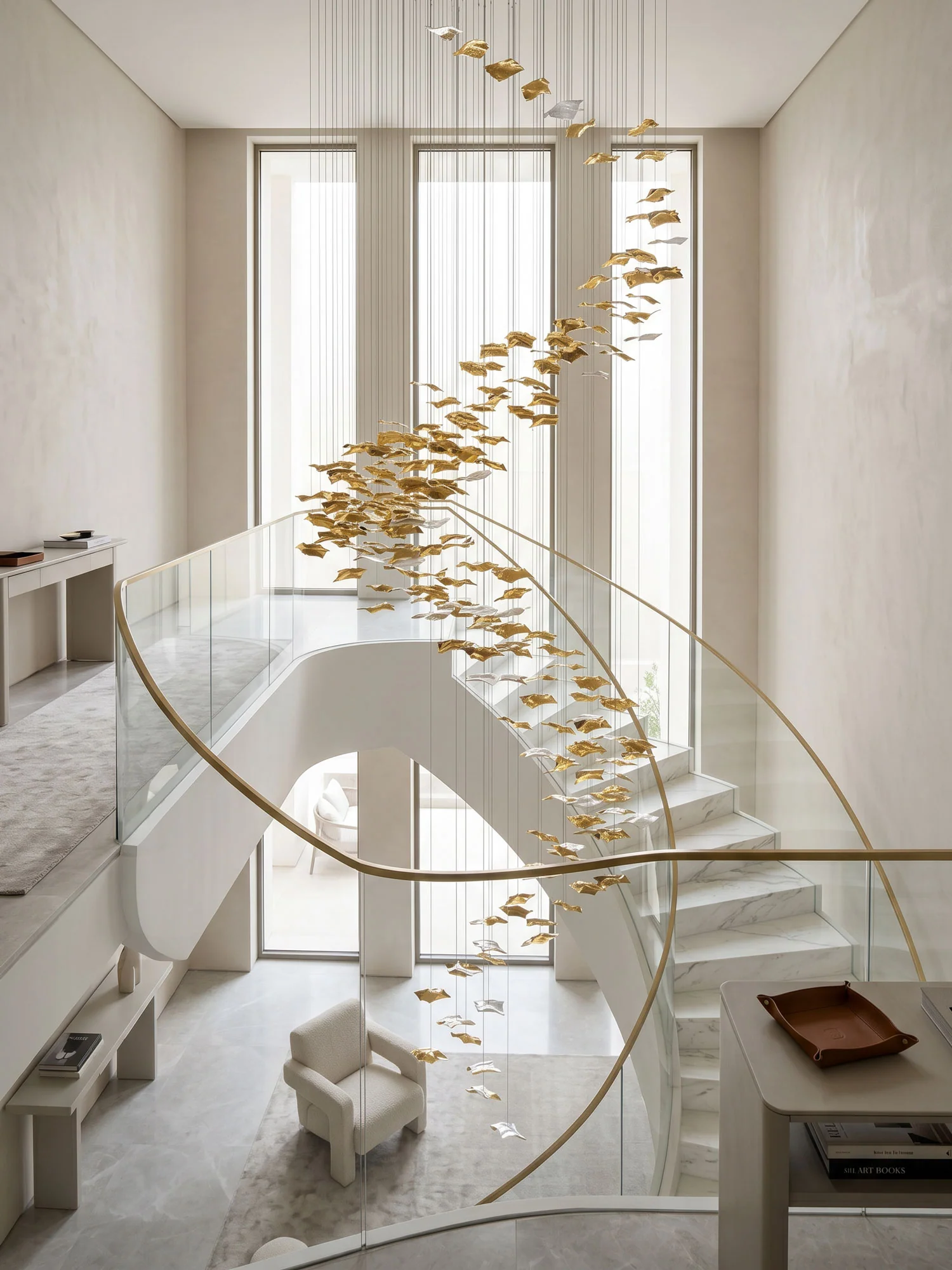 Whispering Kerchiefs Chandelier in a contemporary entryway