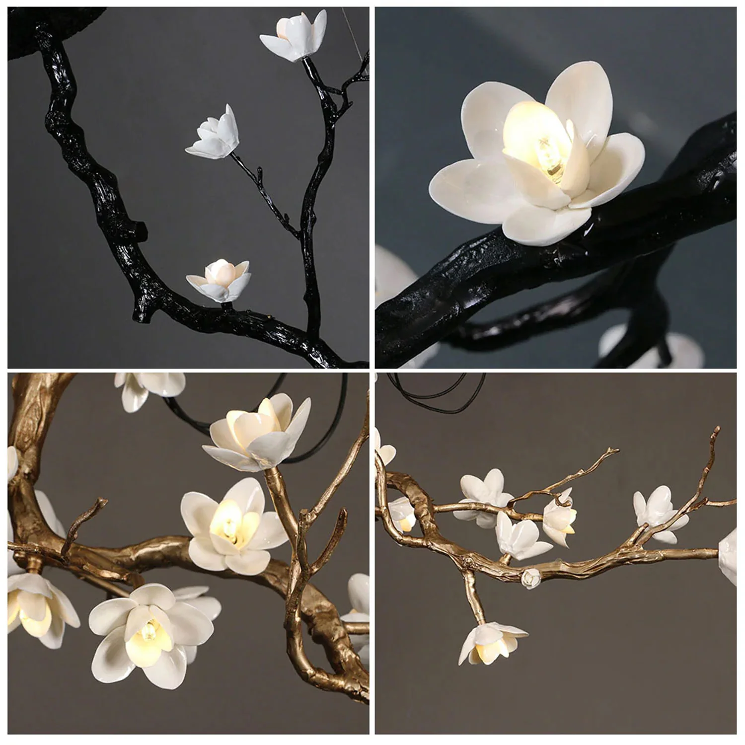 Ceramic chandelier floral details