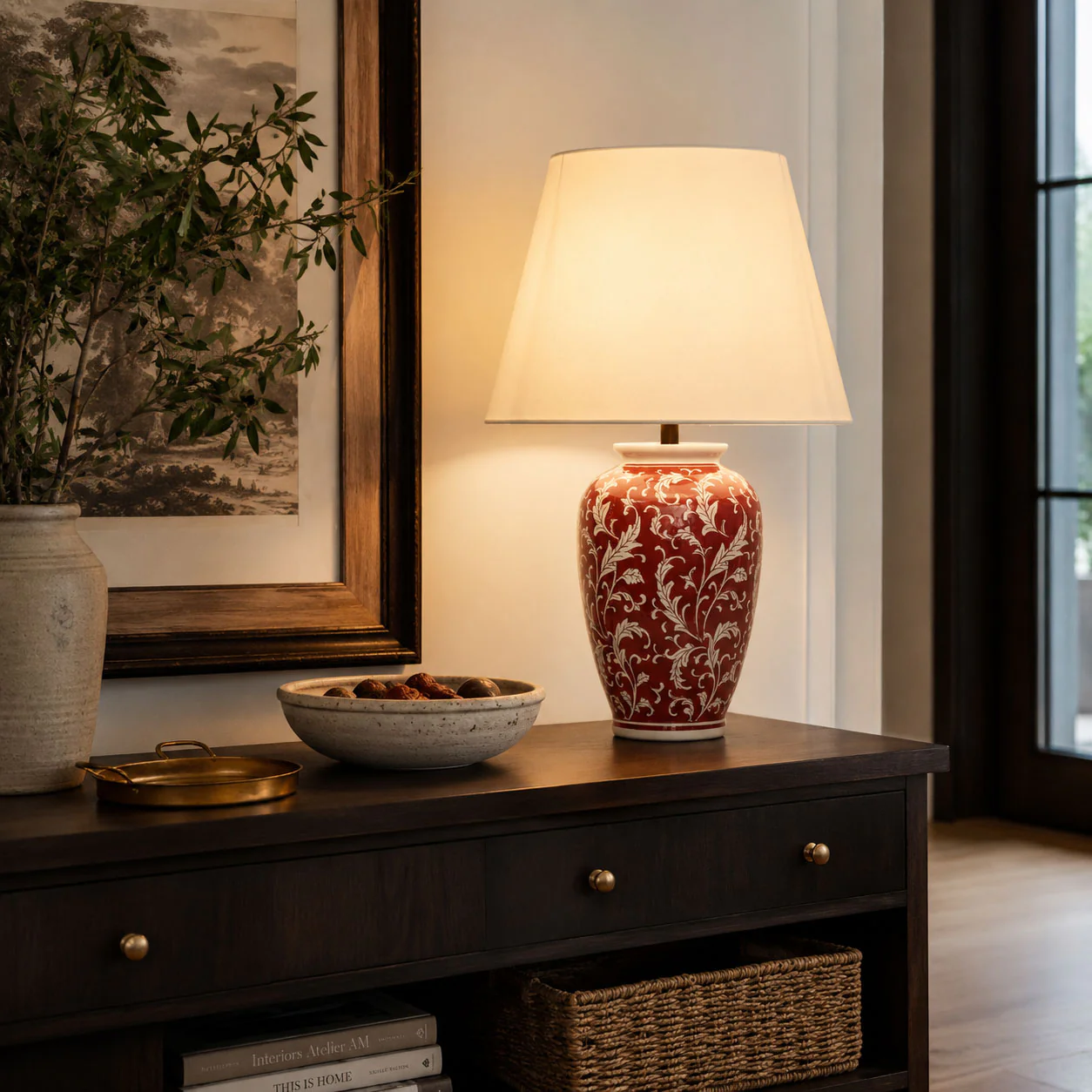 Scarlet Vine Ceramic Table Lamp