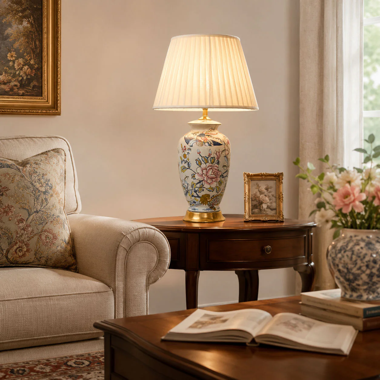 Famille Rose Ceramic Table Lamp