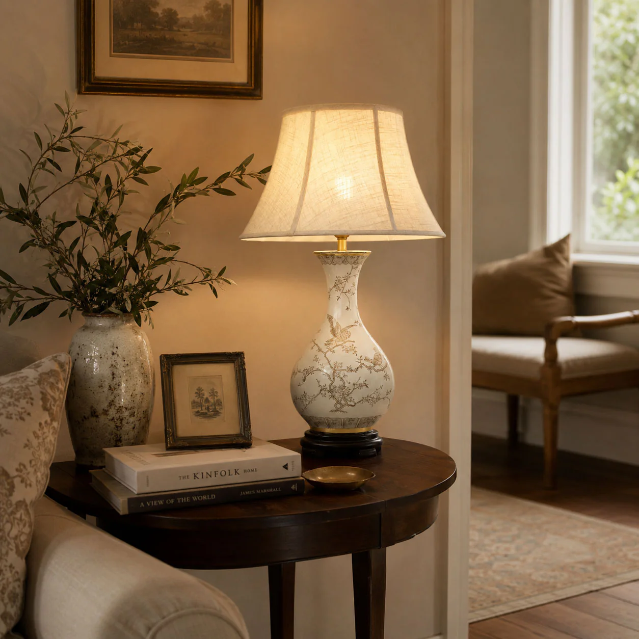 Floral Bird Ceramic Table Lamp