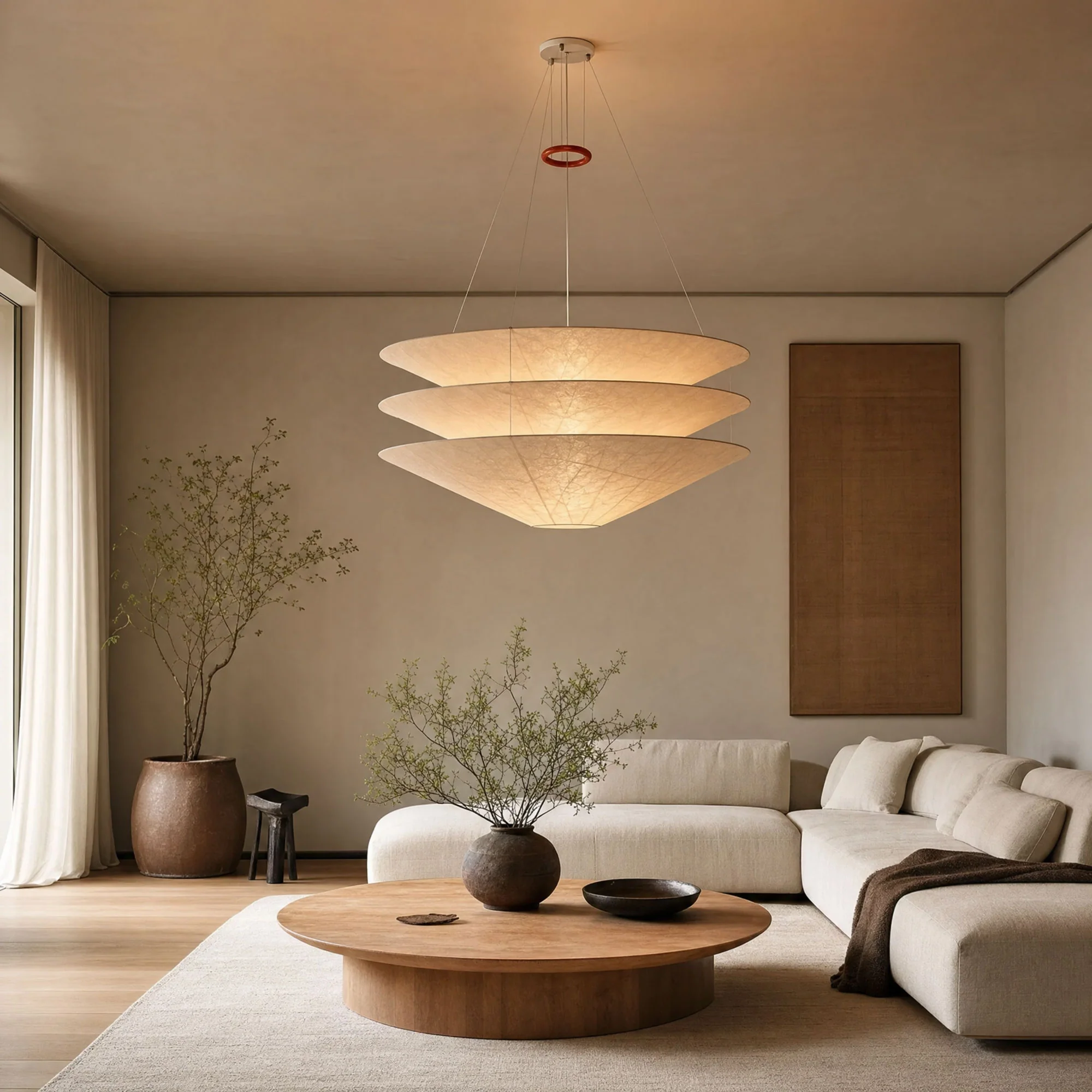 Soft diffused silk pendant lighting