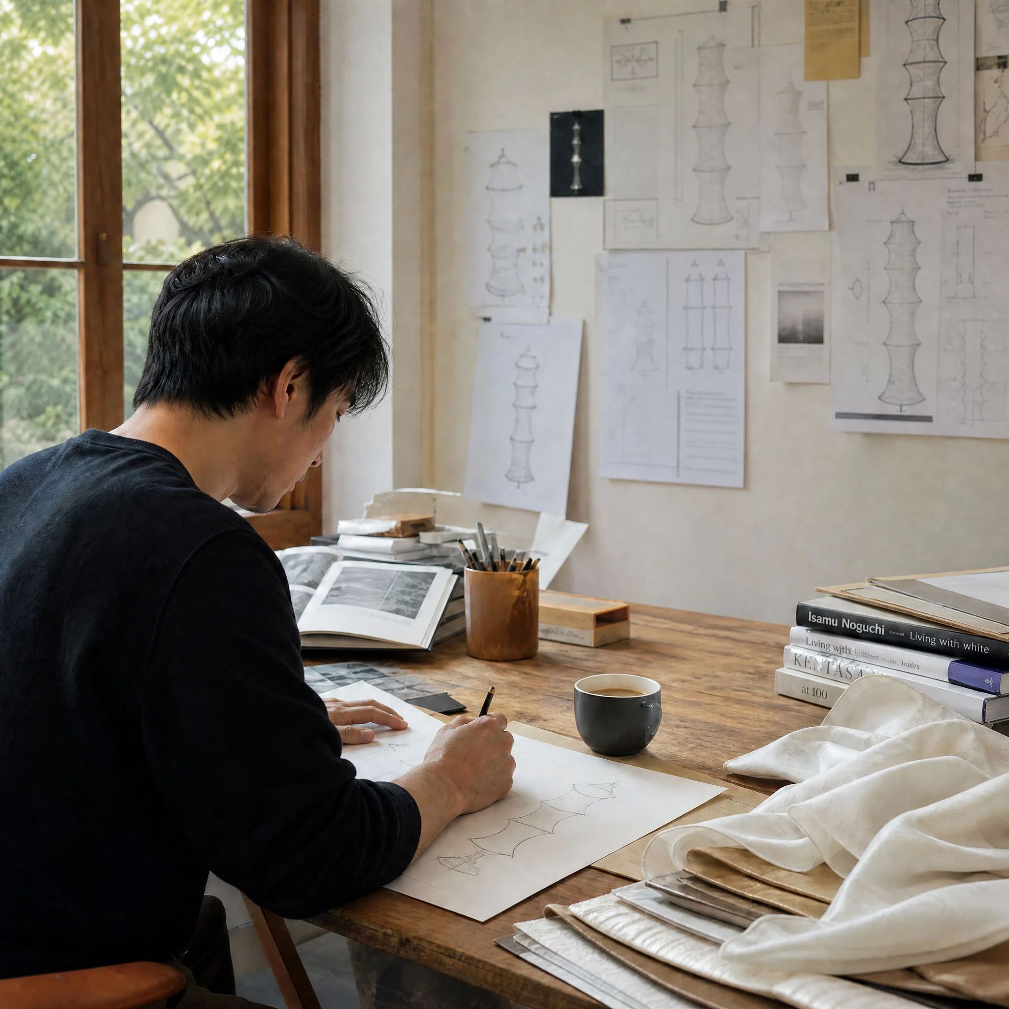 Cocoon-inspired silk lighting design