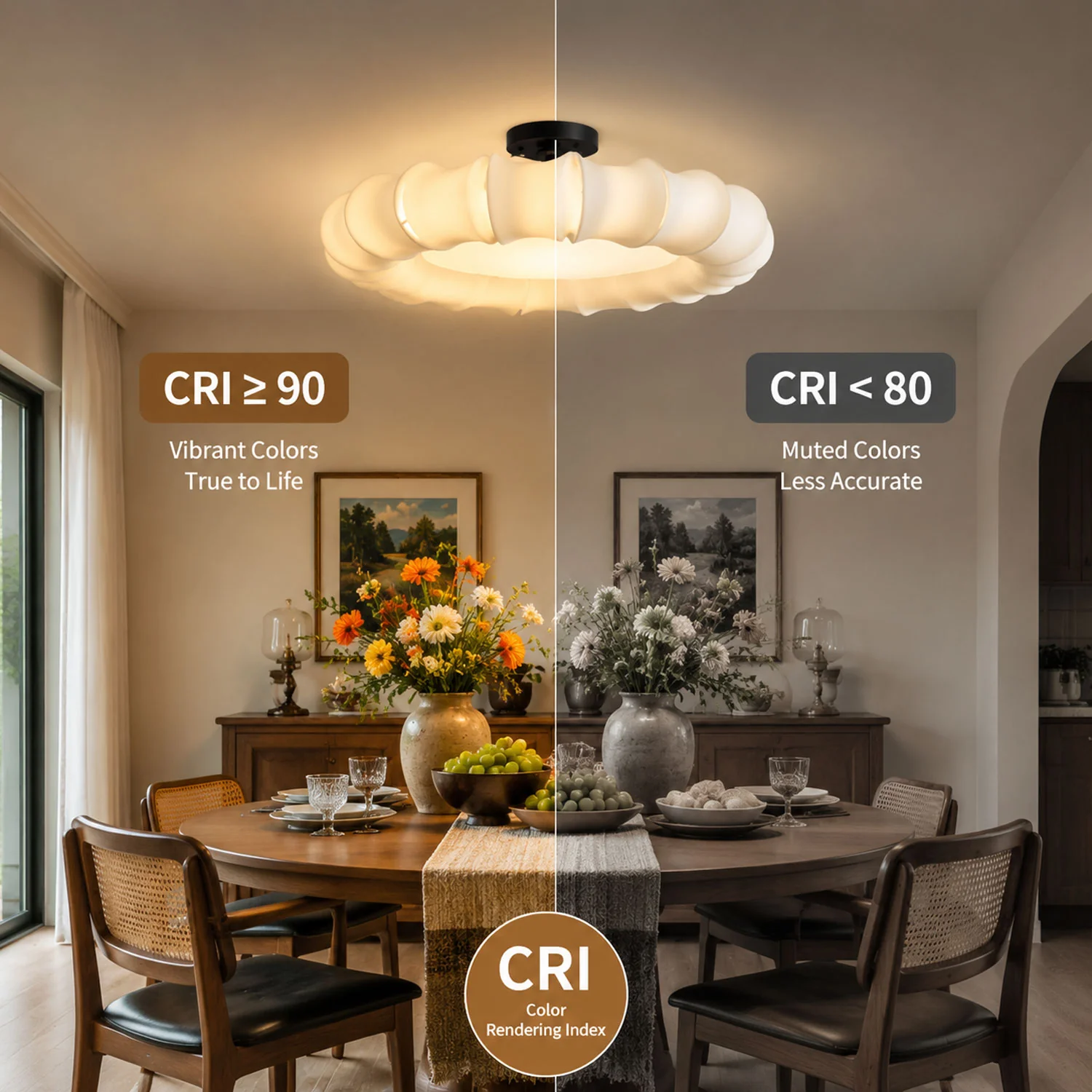 Ceiling light CRI comparison