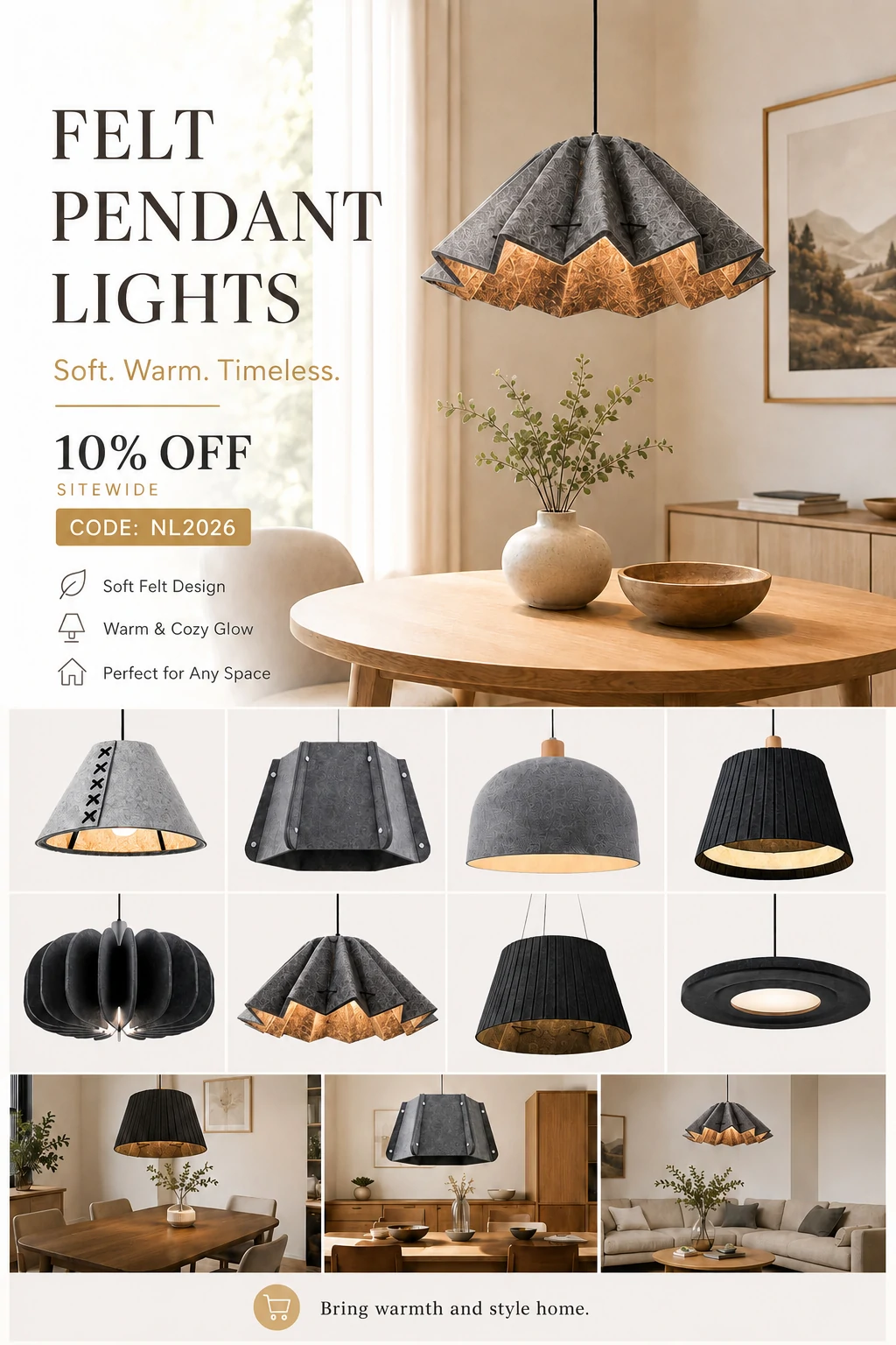 Noolight Felt Pendant Lights Sitewide 10% OFF Poster