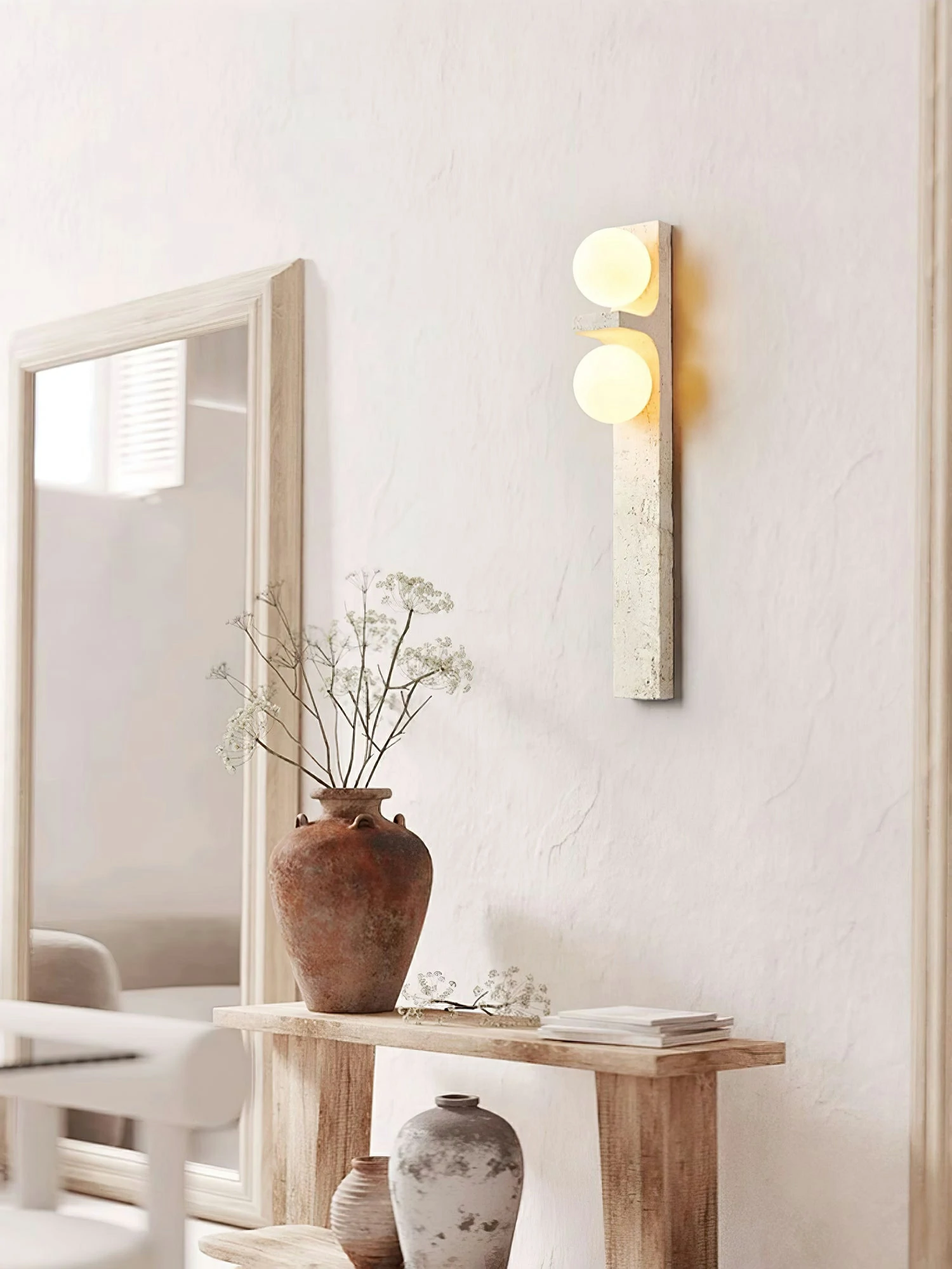 Asymmetrical Travertine Wall Sconce - Image 19