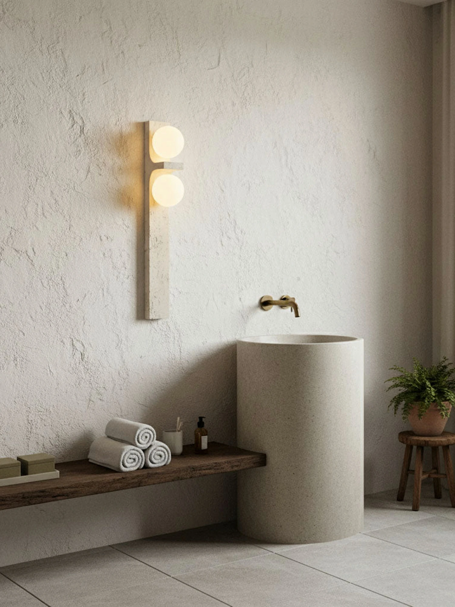 Asymmetrical Travertine Wall Sconce - Image 23
