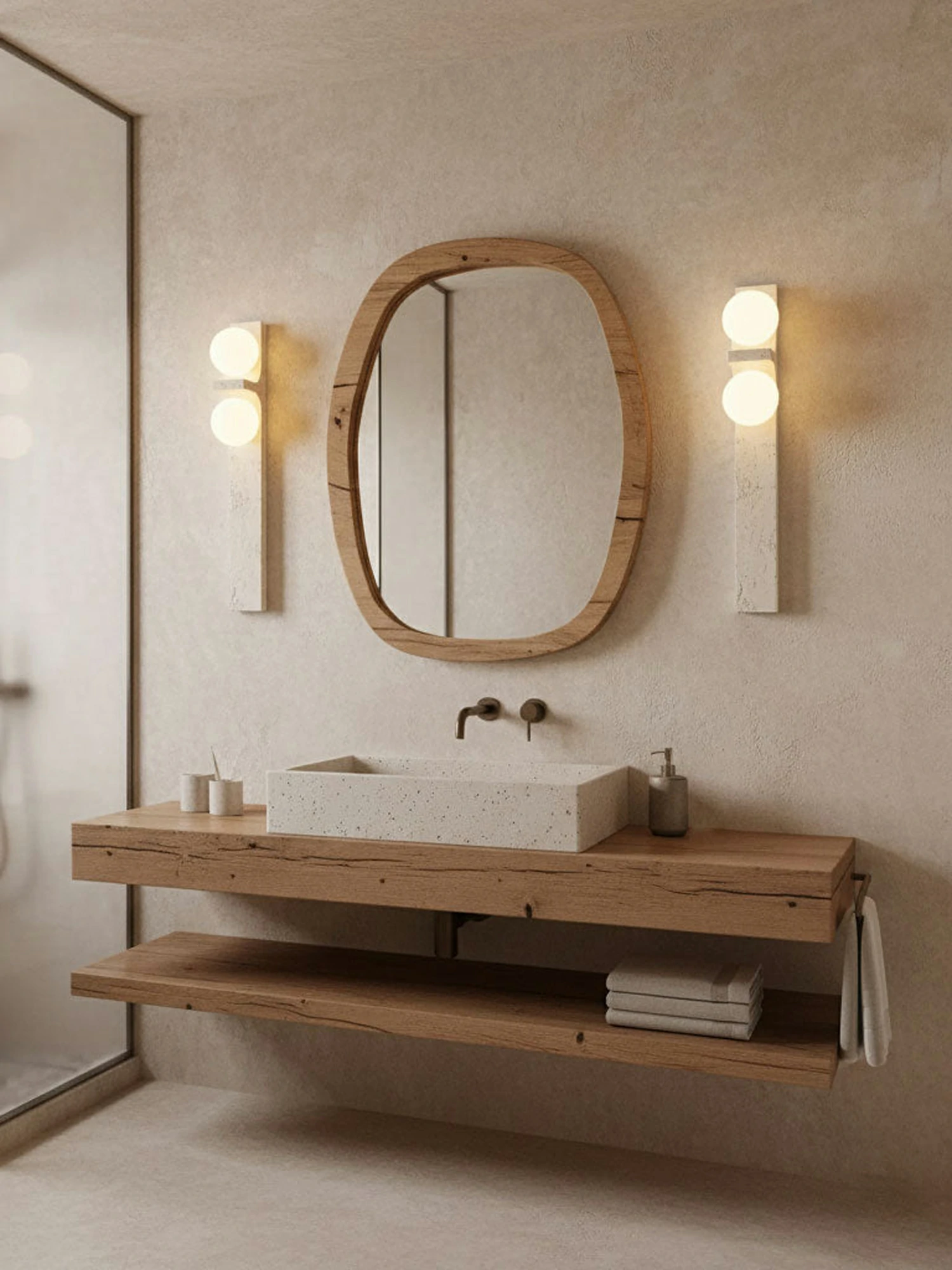 Asymmetrical Travertine Wall Sconce - Image 17