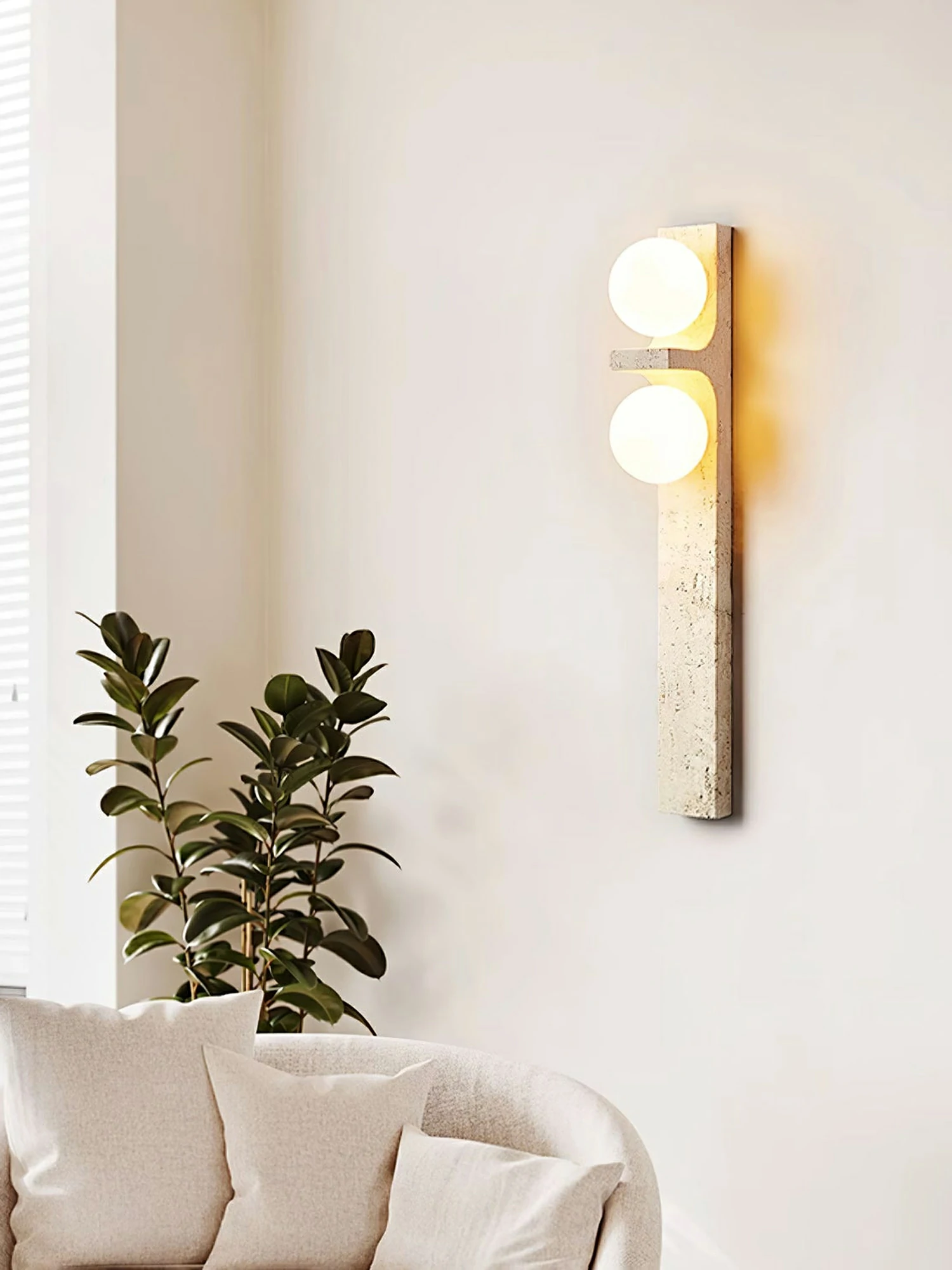 Asymmetrical Travertine Wall Sconce - Image 20