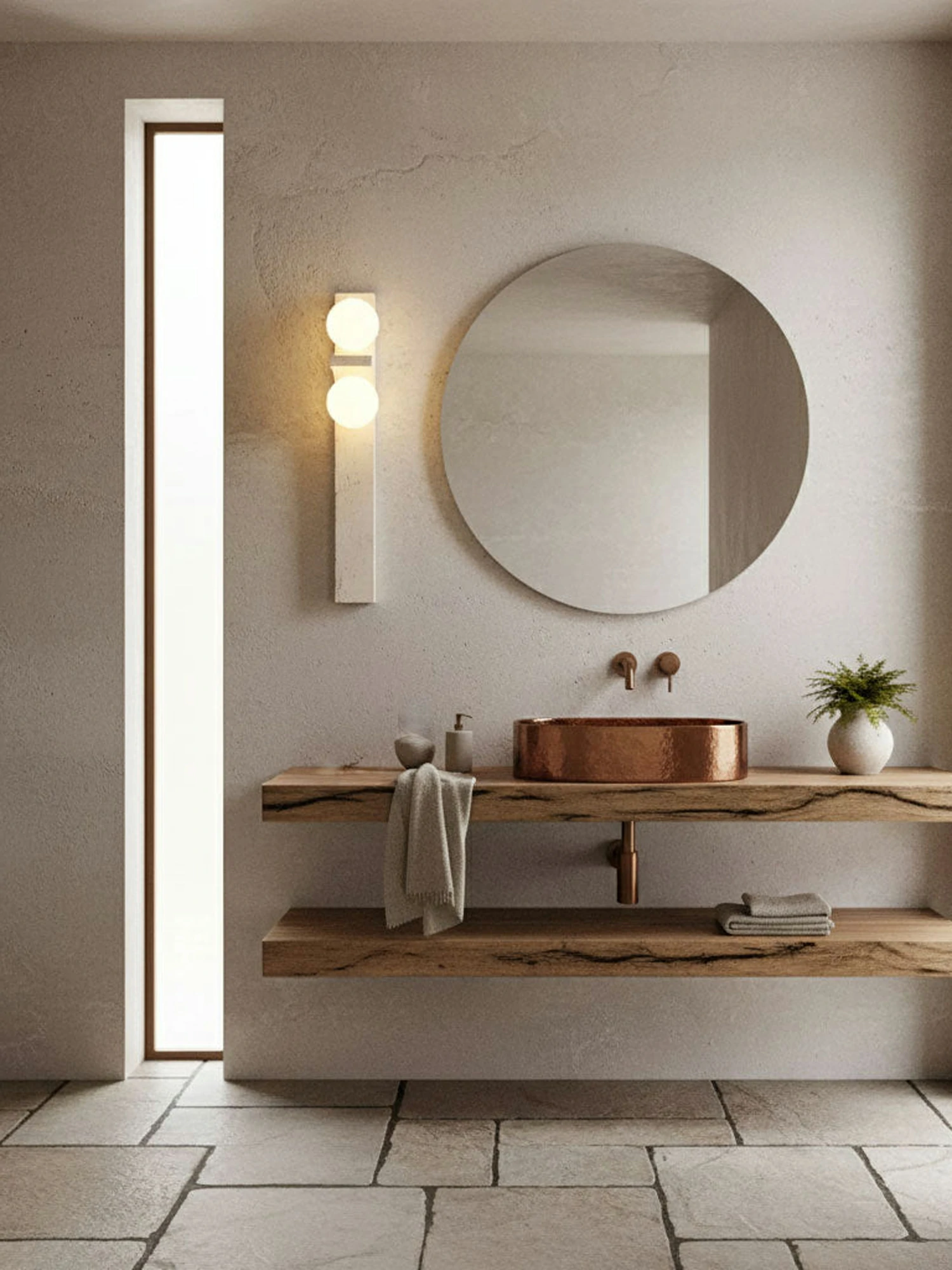 Asymmetrical Travertine Wall Sconce - Image 6