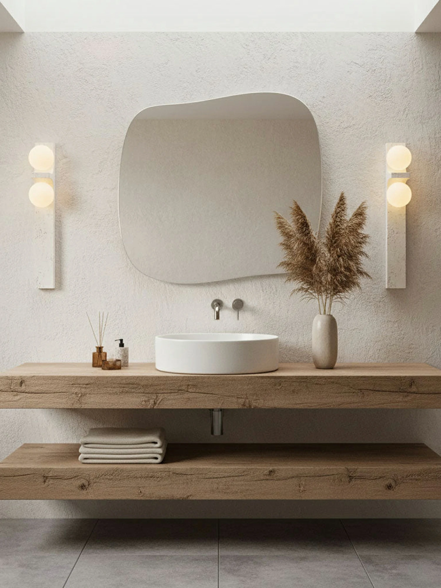 Asymmetrical Travertine Wall Sconce - Image 8