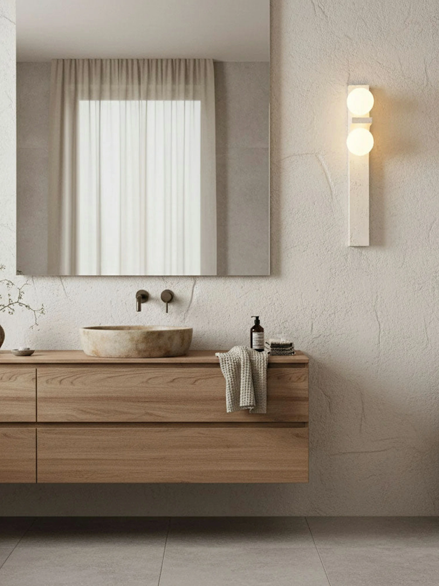 Asymmetrical Travertine Wall Sconce - Image 10