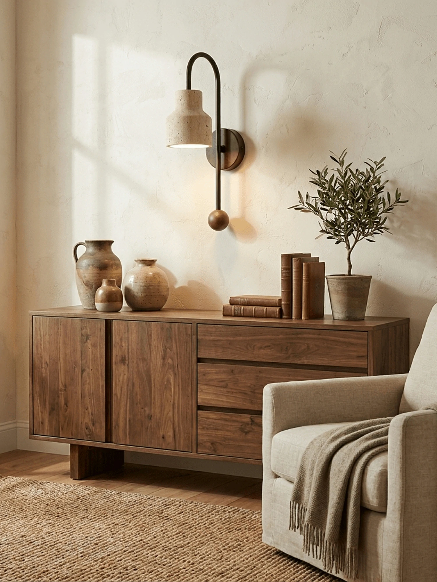 Bell Travertine Arc Sconce - Image 7