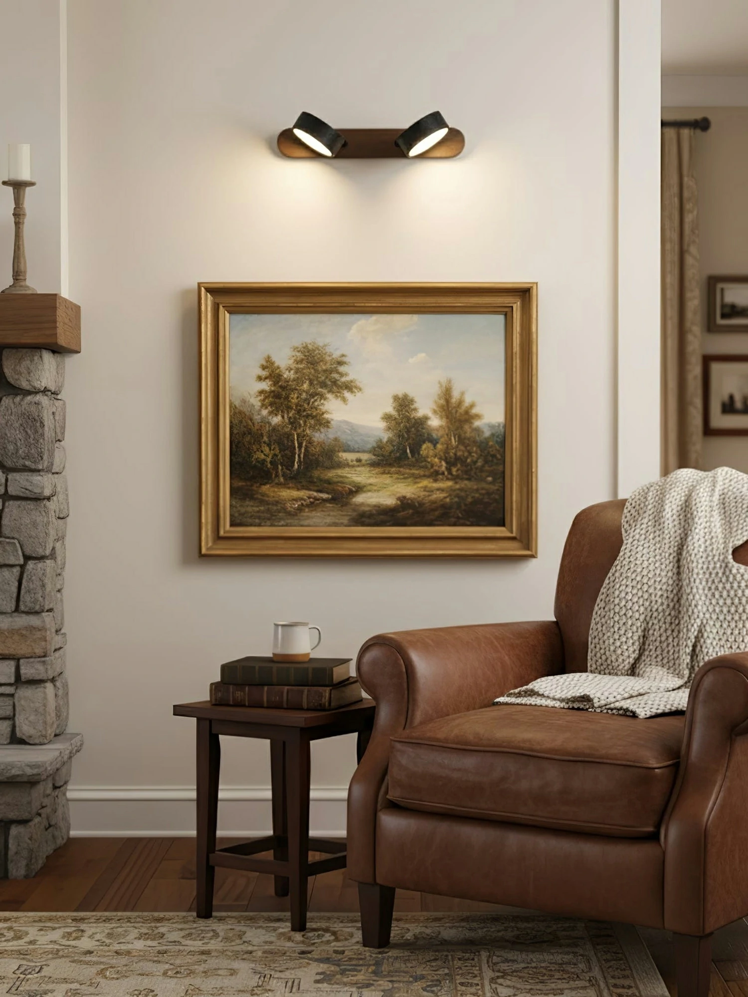 Black Travertine Duo Wall Light - Image 4