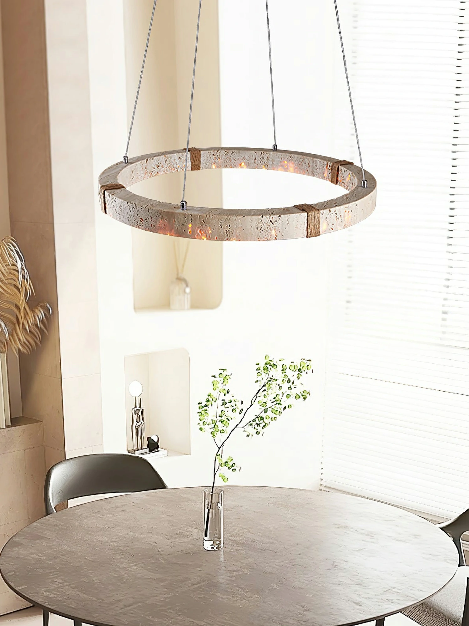 Circle Travertine Pendant Lamp - Image 2