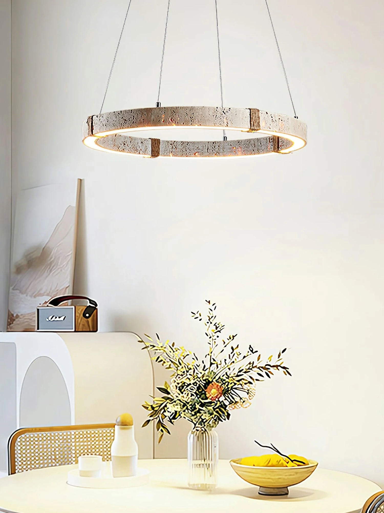 Circle Travertine Pendant Lamp - Image 3