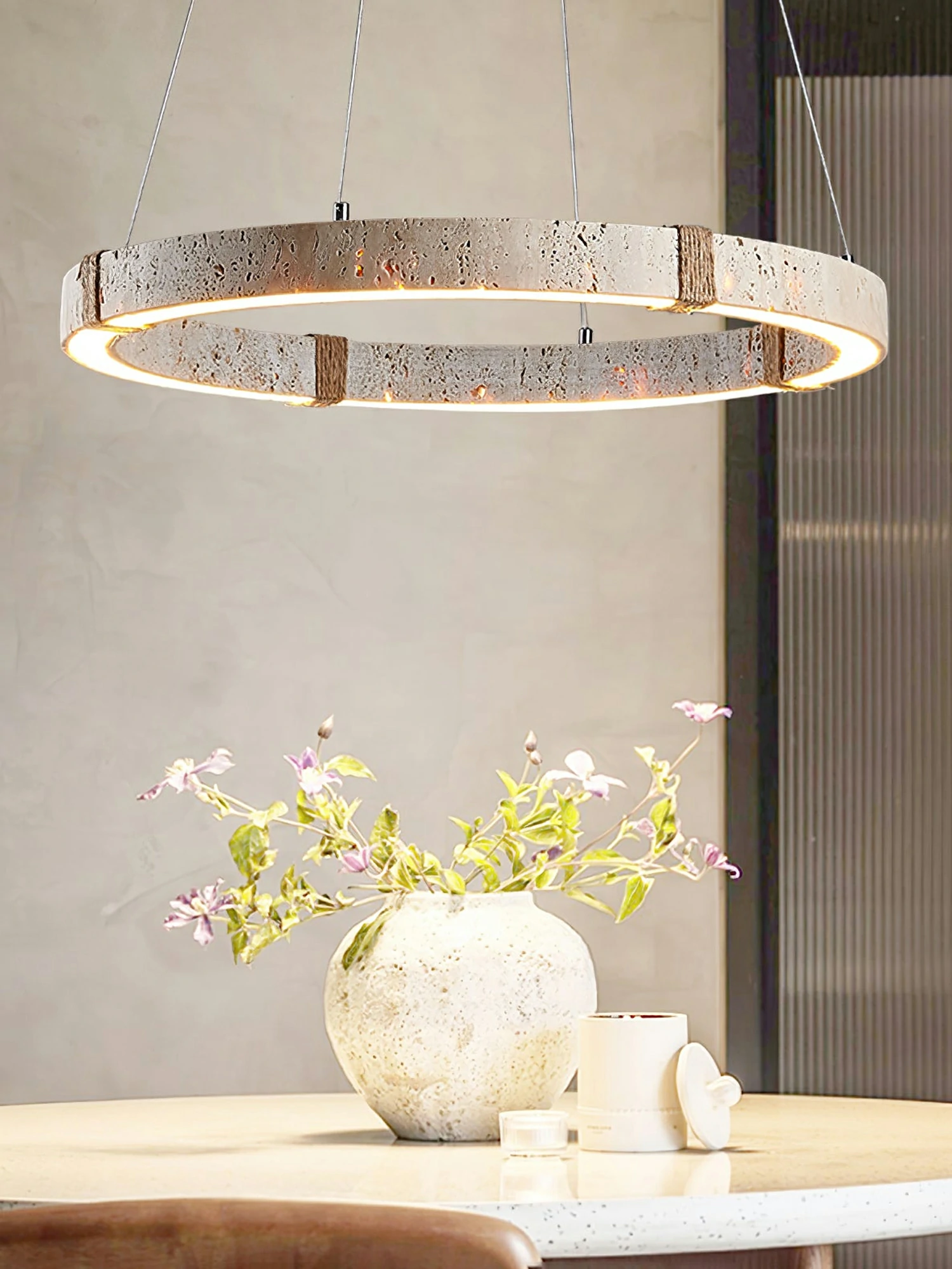 Circle Travertine Pendant Lamp - Image 6